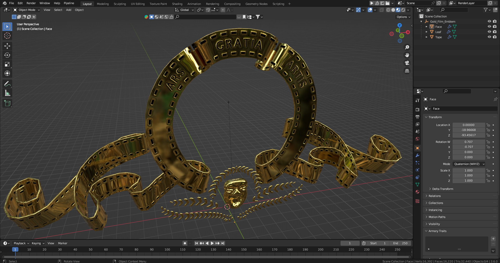 3D Gold Film Emblem