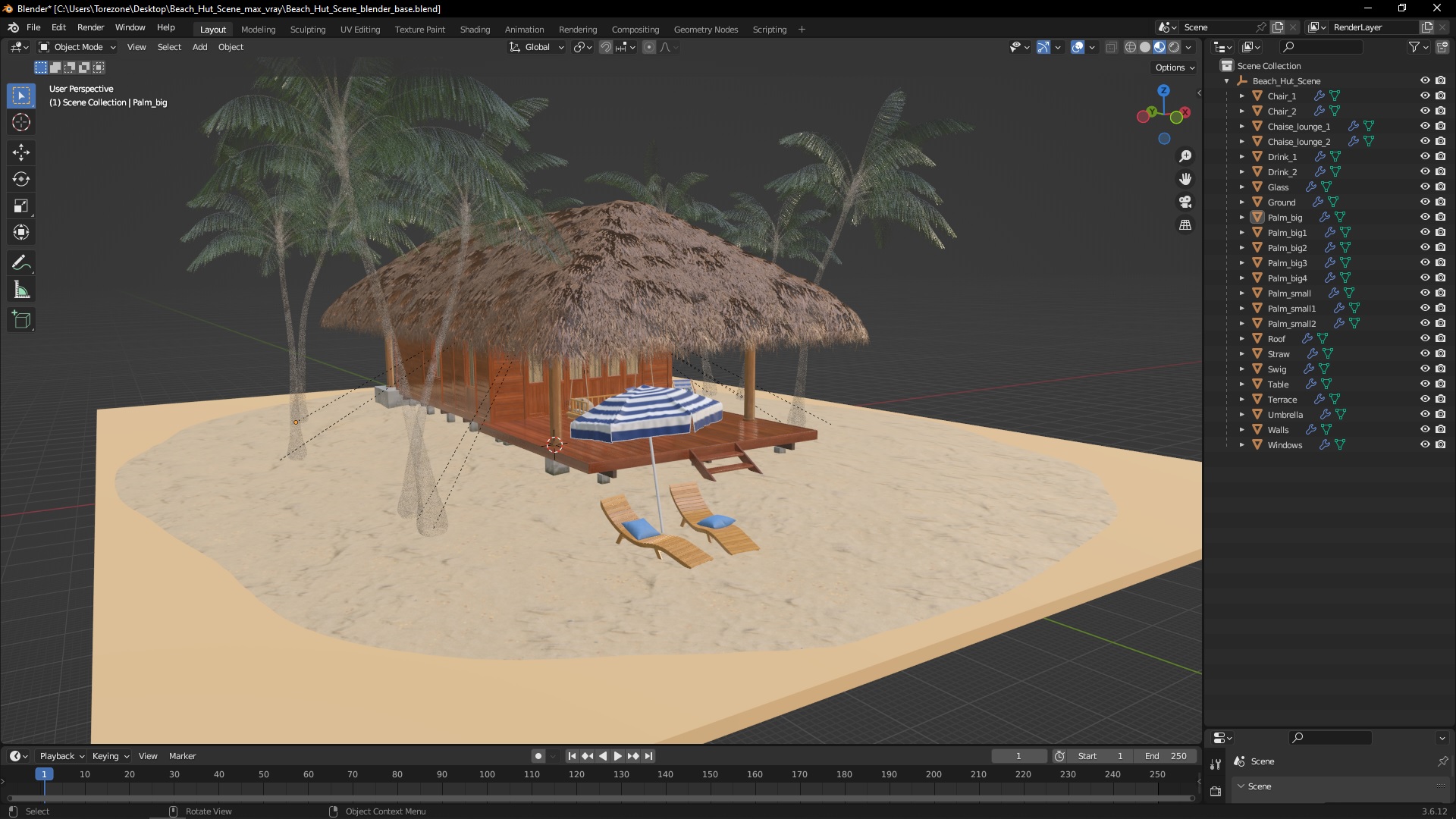 3D model Beach Hut Scene