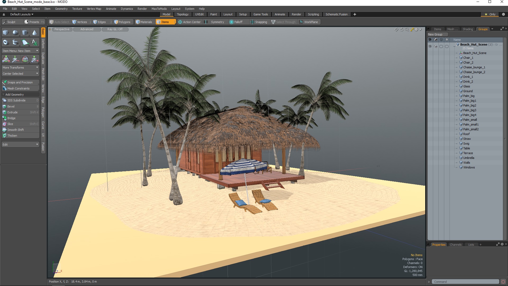 3D model Beach Hut Scene