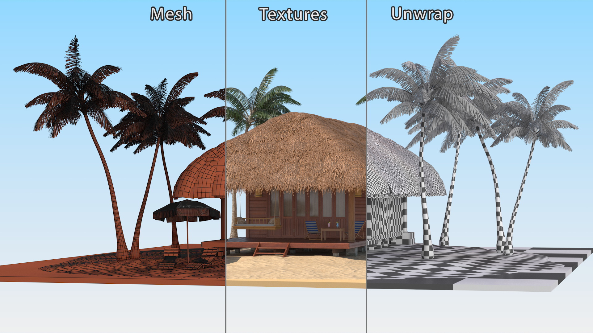 3D model Beach Hut Scene