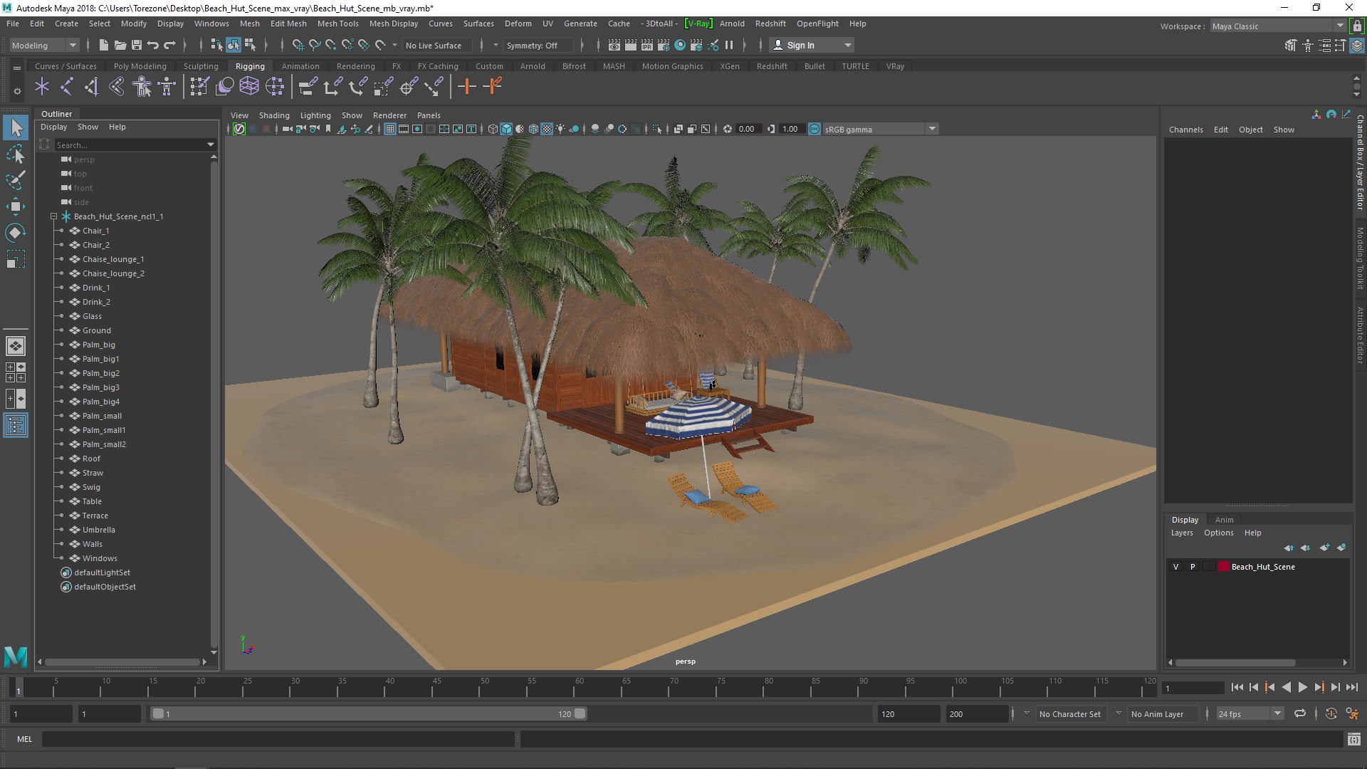 3D model Beach Hut Scene