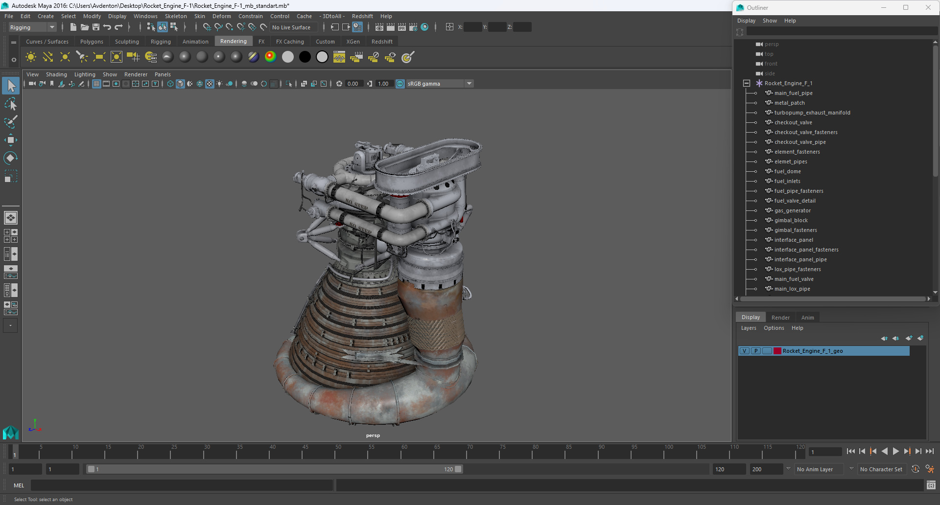 Rocket Engine F-1 3D