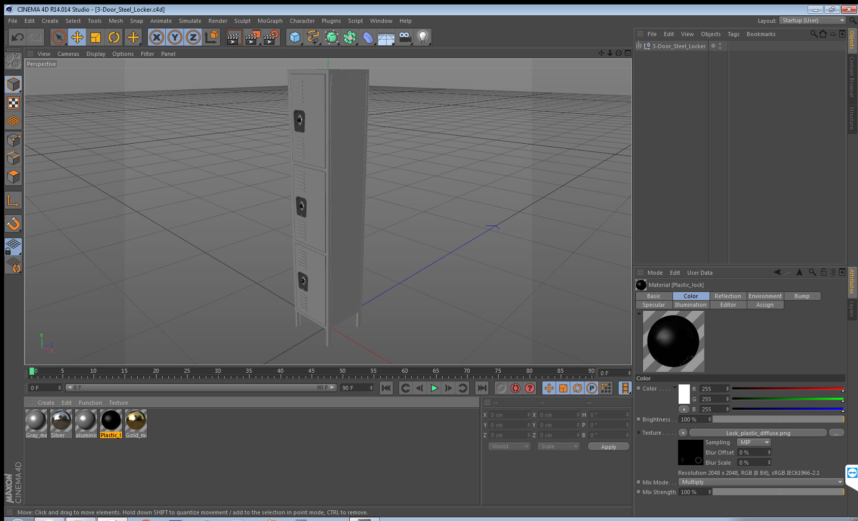 3-Door Steel Locker 3D model