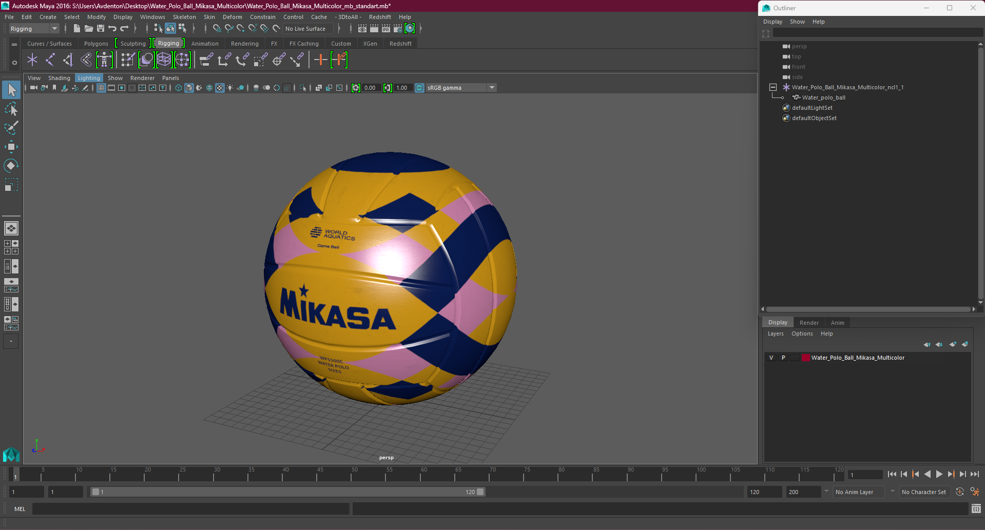 3D Water Polo Ball Mikasa Multicolor model