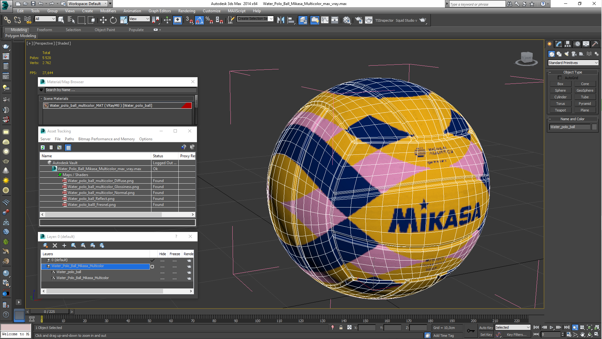 3D Water Polo Ball Mikasa Multicolor model