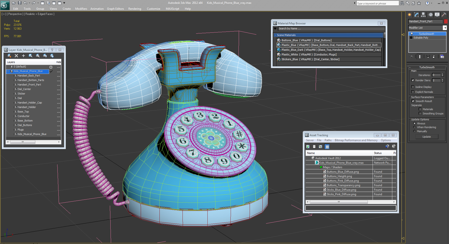 3D Kids Musical Phone Blue model