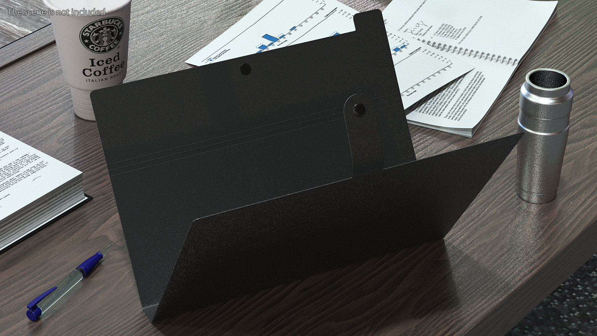 3D Plastic Paper Folder Open Black