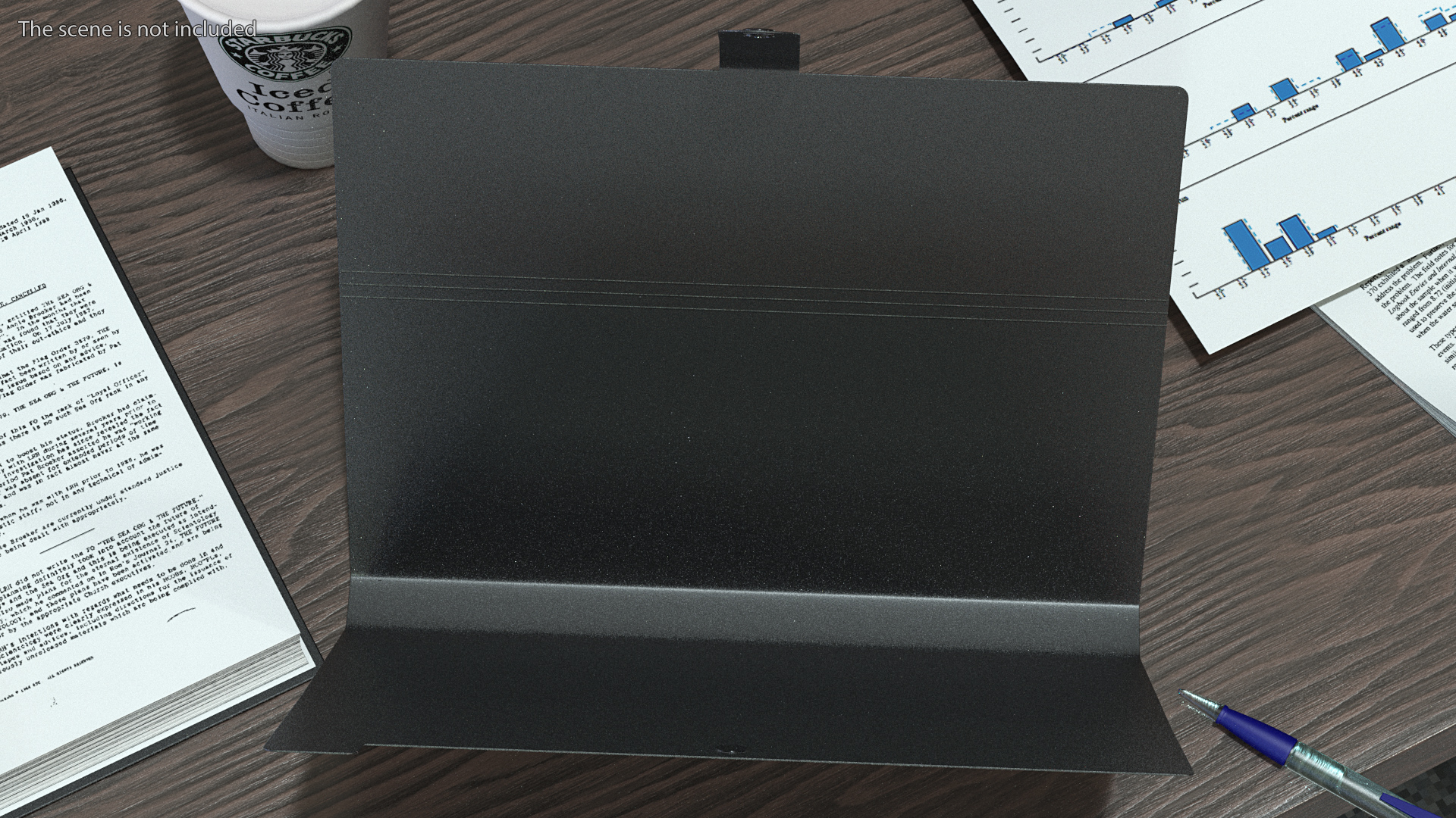 3D Plastic Paper Folder Open Black