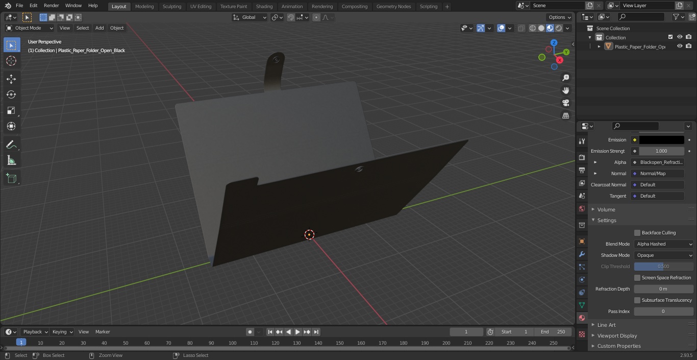 3D Plastic Paper Folder Open Black