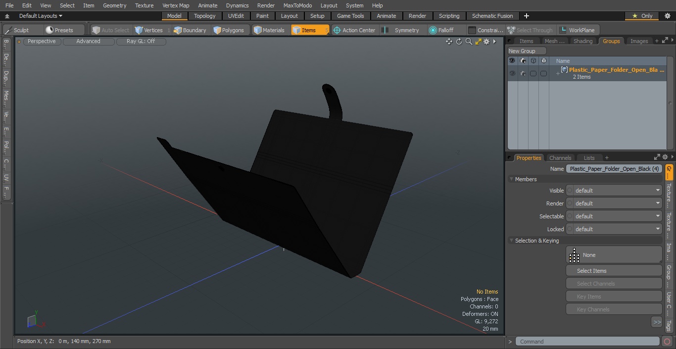 3D Plastic Paper Folder Open Black