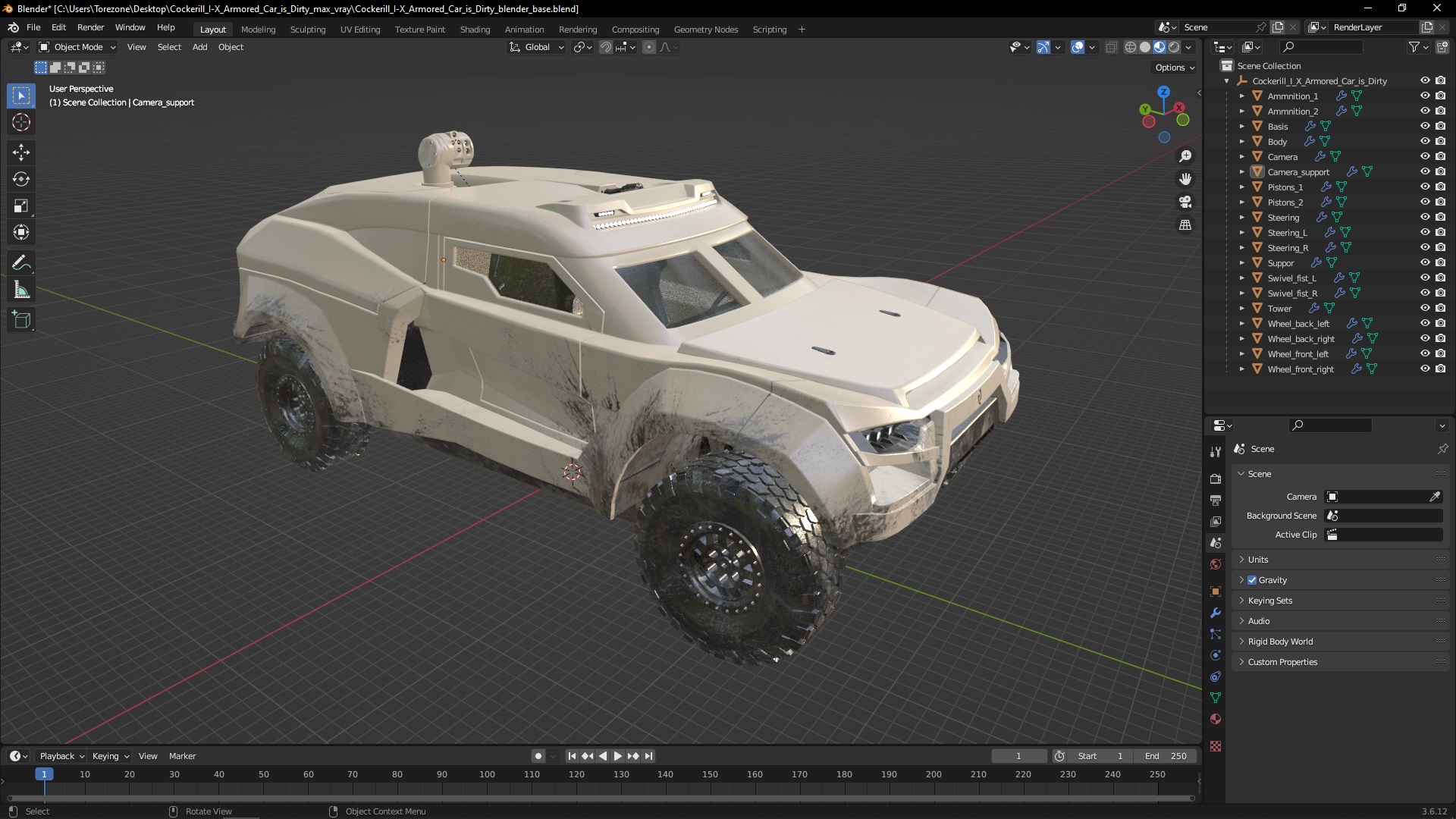 3D Cockerill I-X Armored Car Dirty