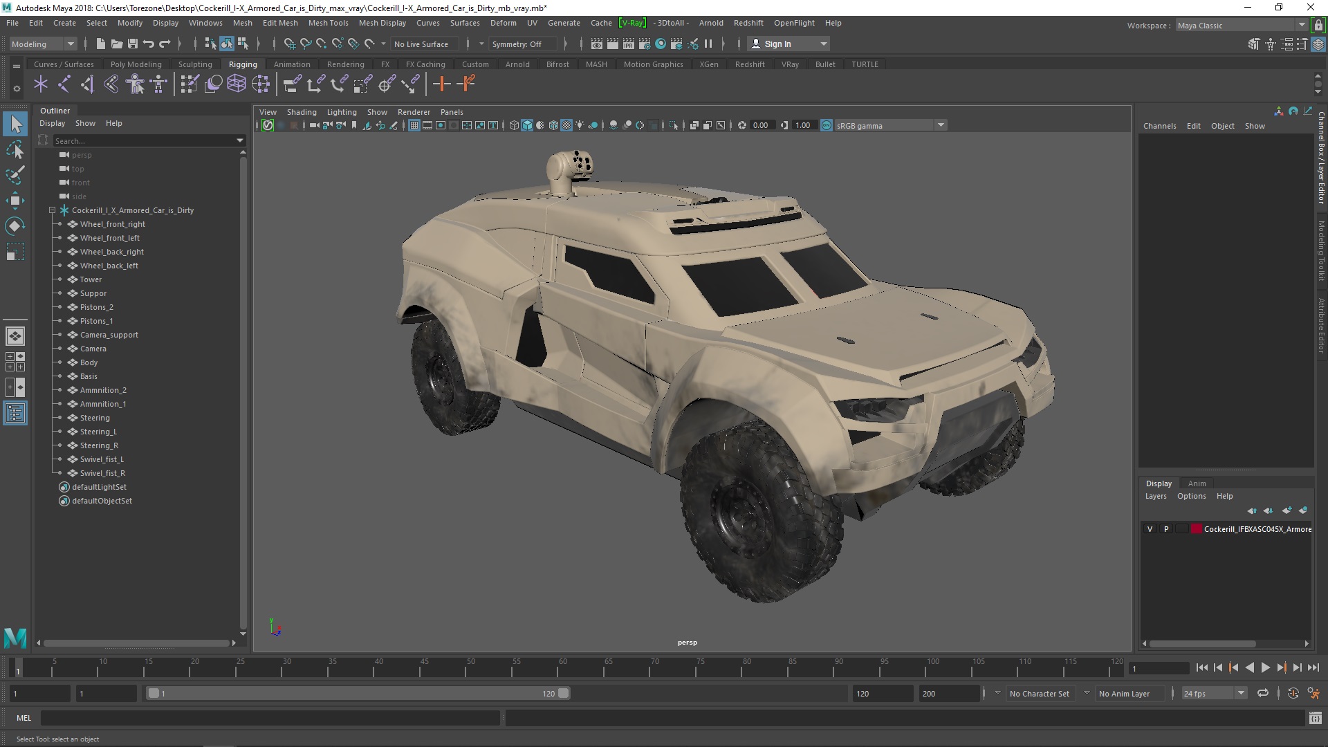 3D Cockerill I-X Armored Car Dirty