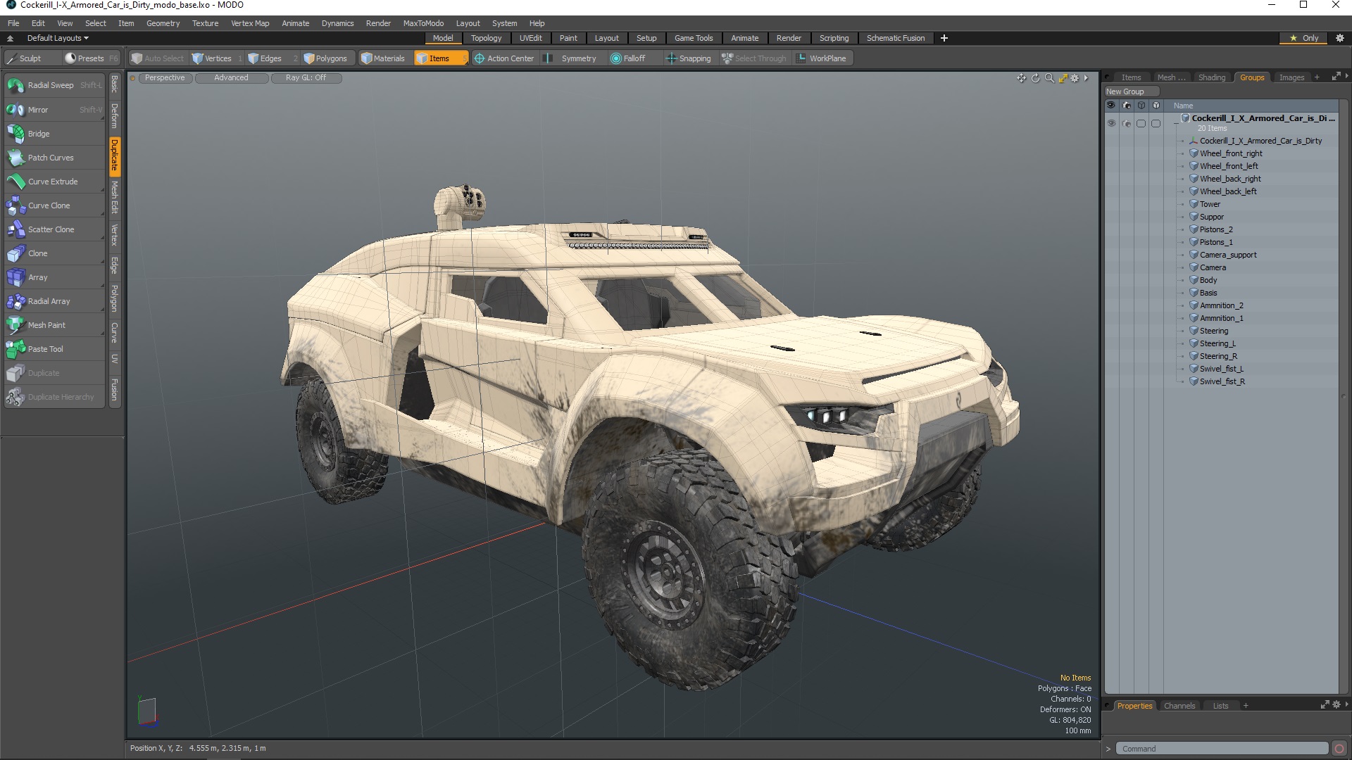 3D Cockerill I-X Armored Car Dirty