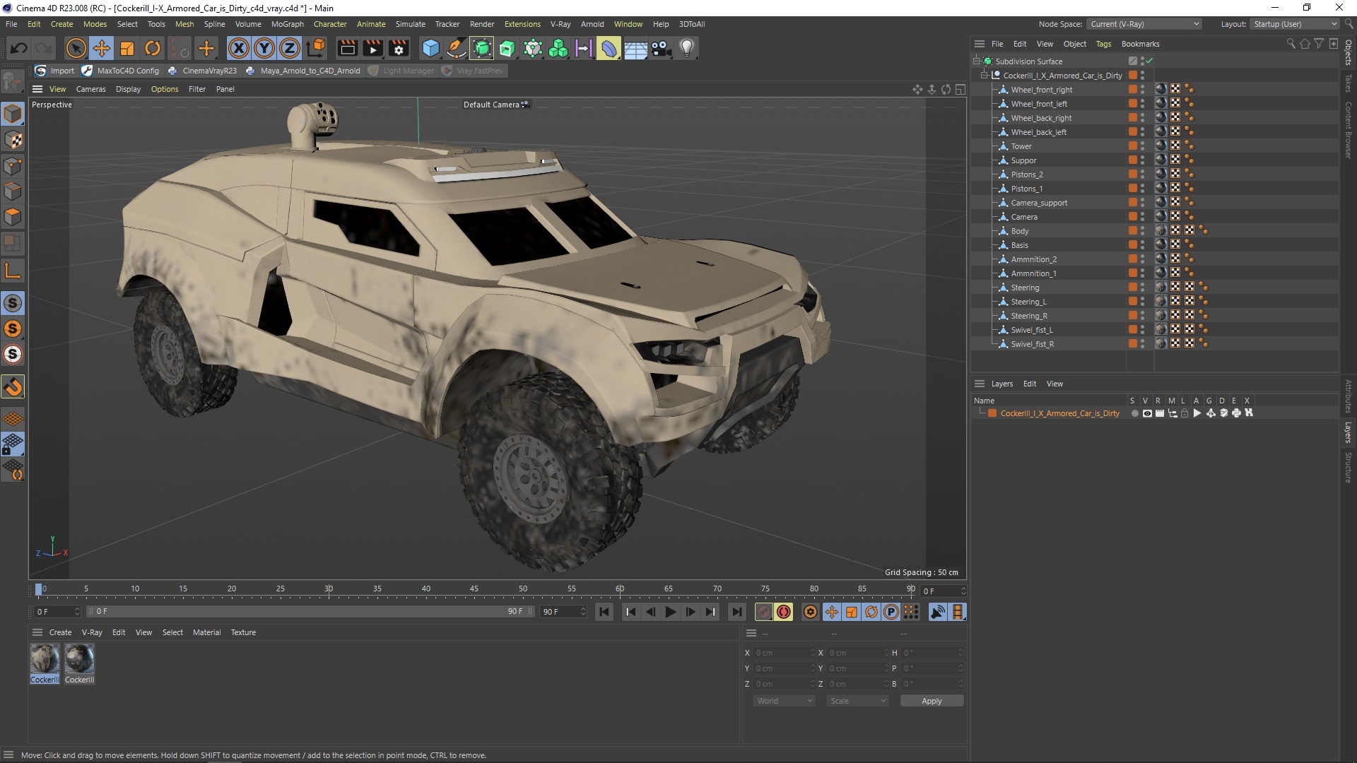 3D Cockerill I-X Armored Car Dirty