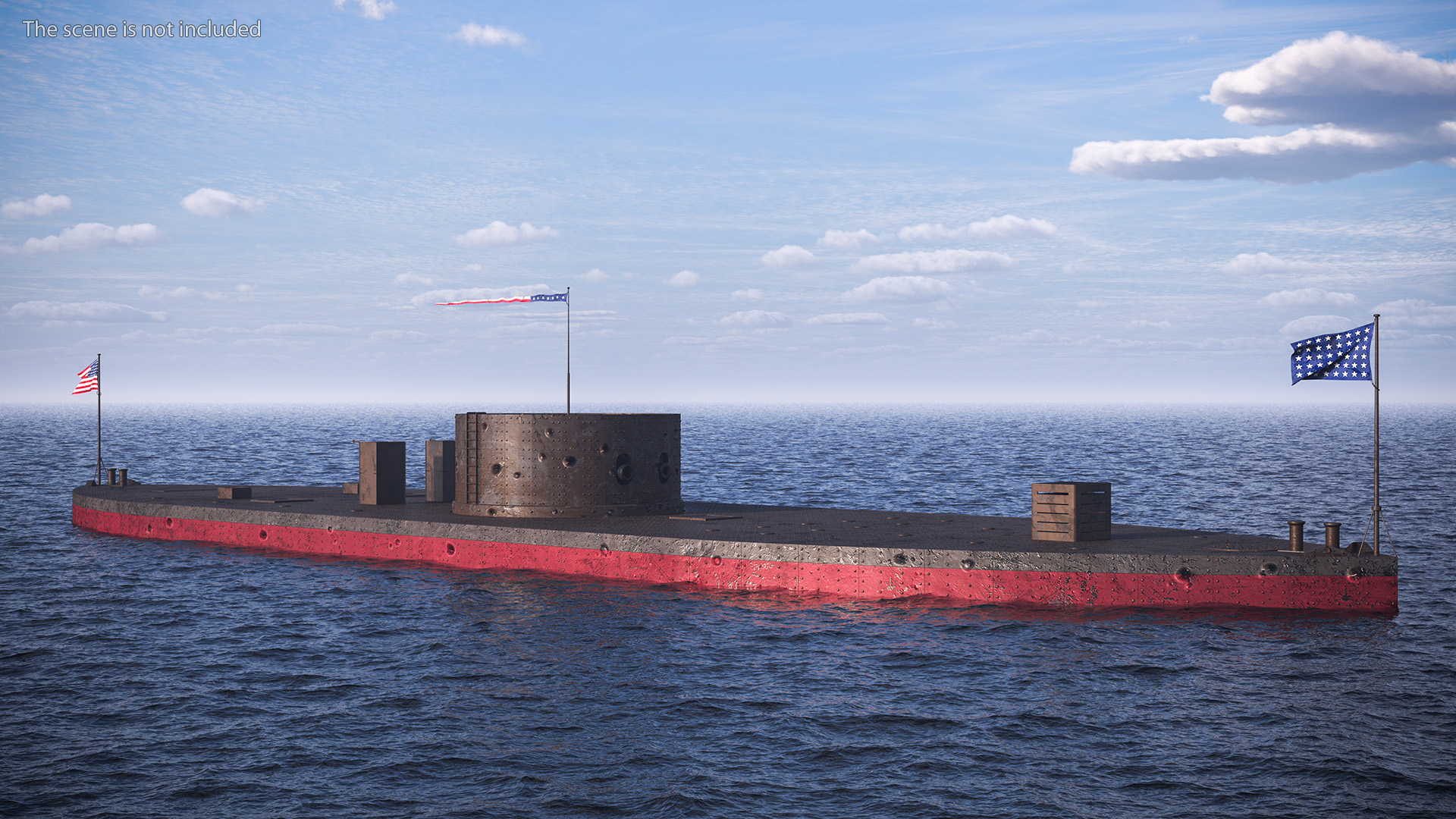 3D US Ironclad Warship Monitor Old