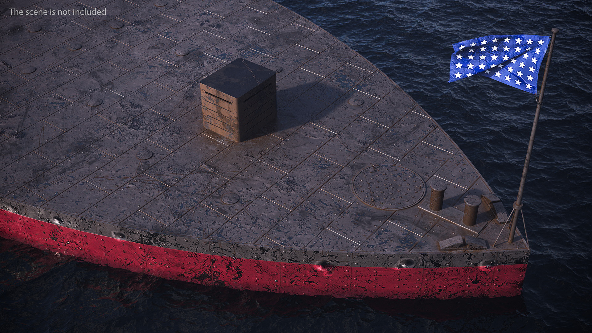 3D US Ironclad Warship Monitor Old