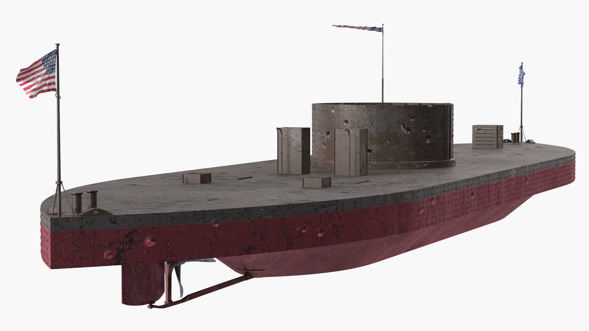 3D US Ironclad Warship Monitor Old