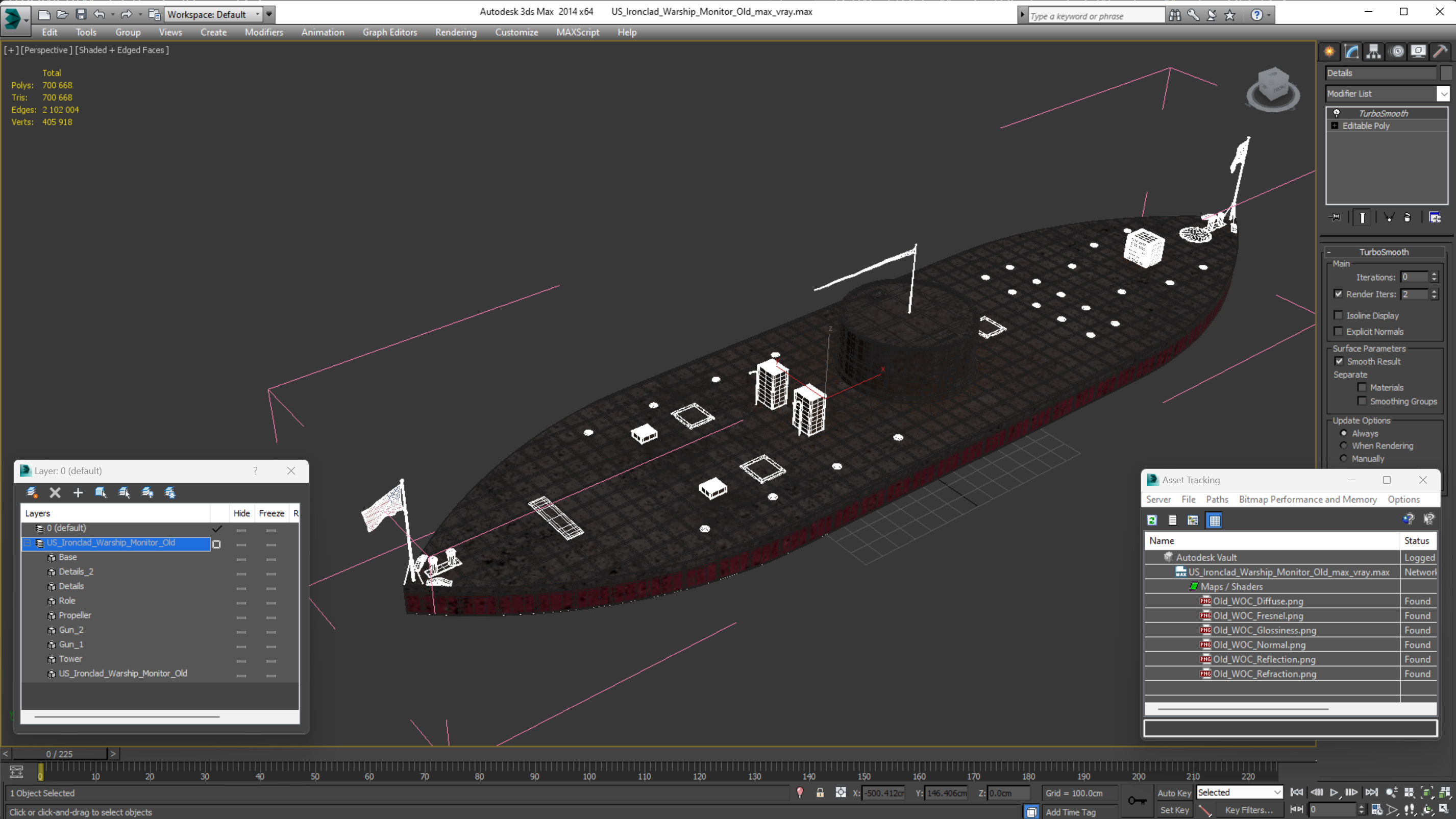 3D US Ironclad Warship Monitor Old