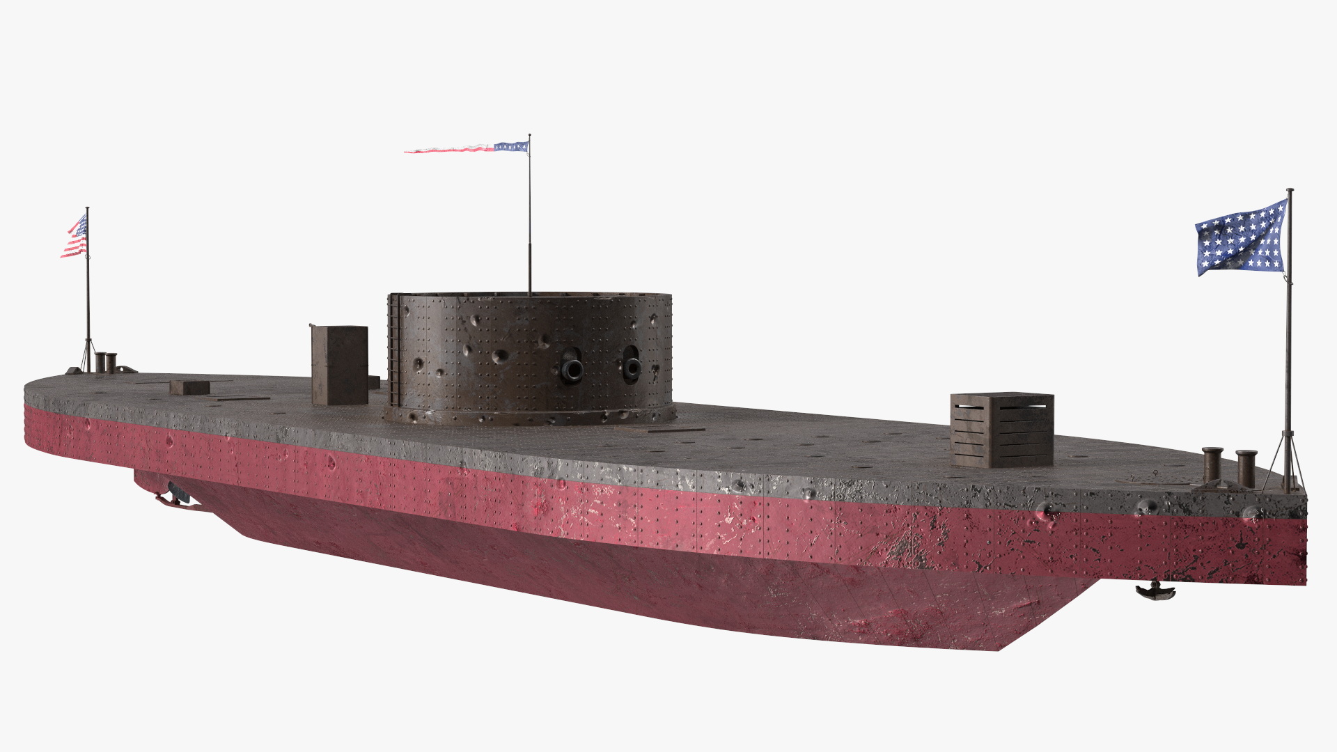 3D US Ironclad Warship Monitor Old