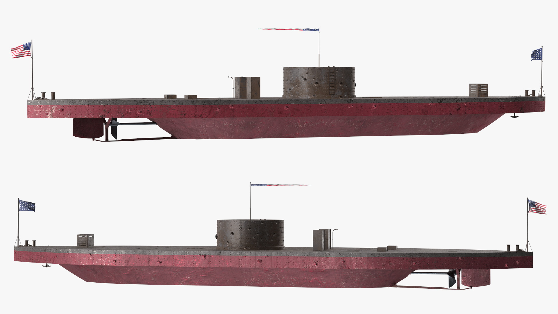 3D US Ironclad Warship Monitor Old