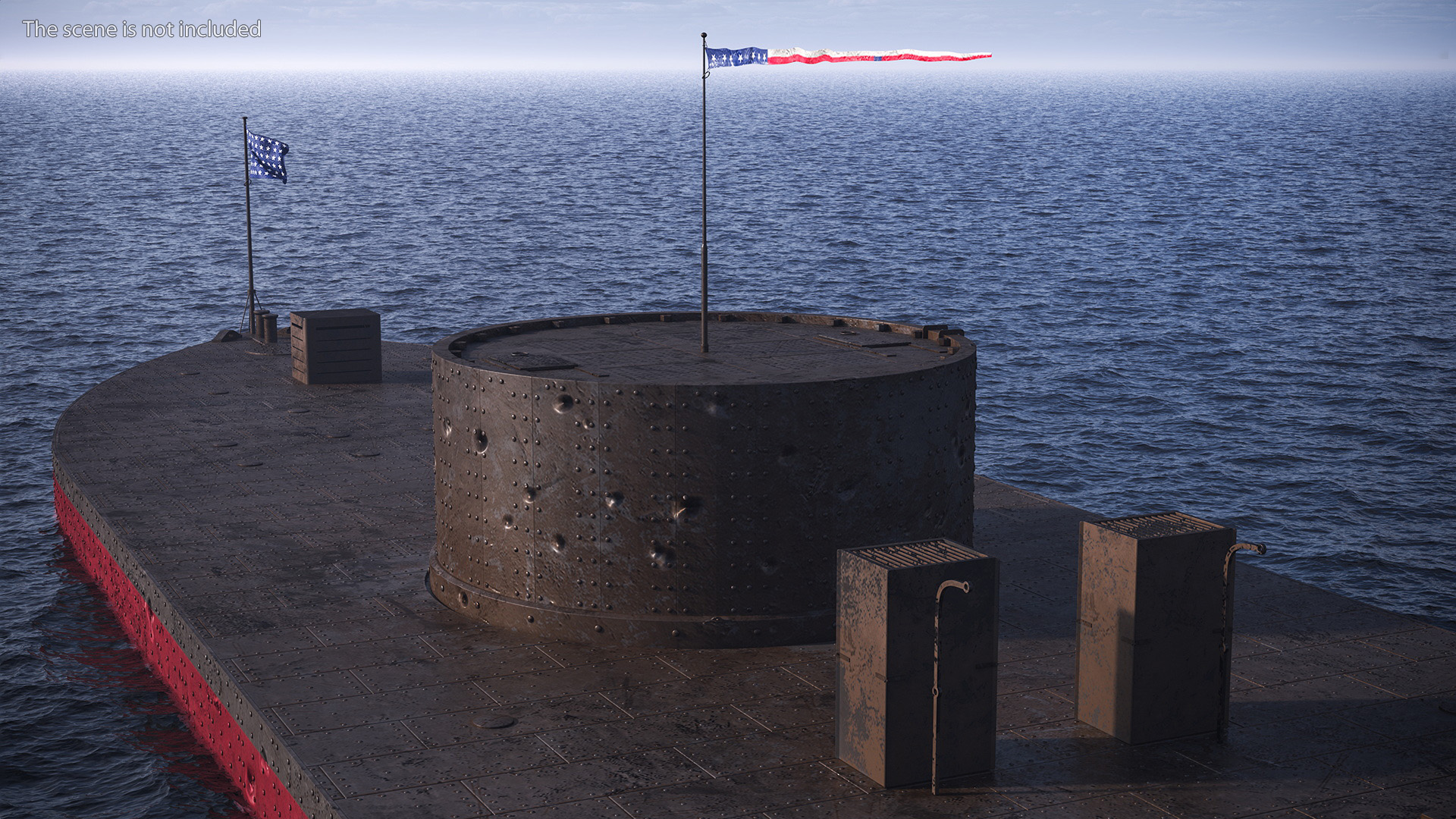 3D US Ironclad Warship Monitor Old