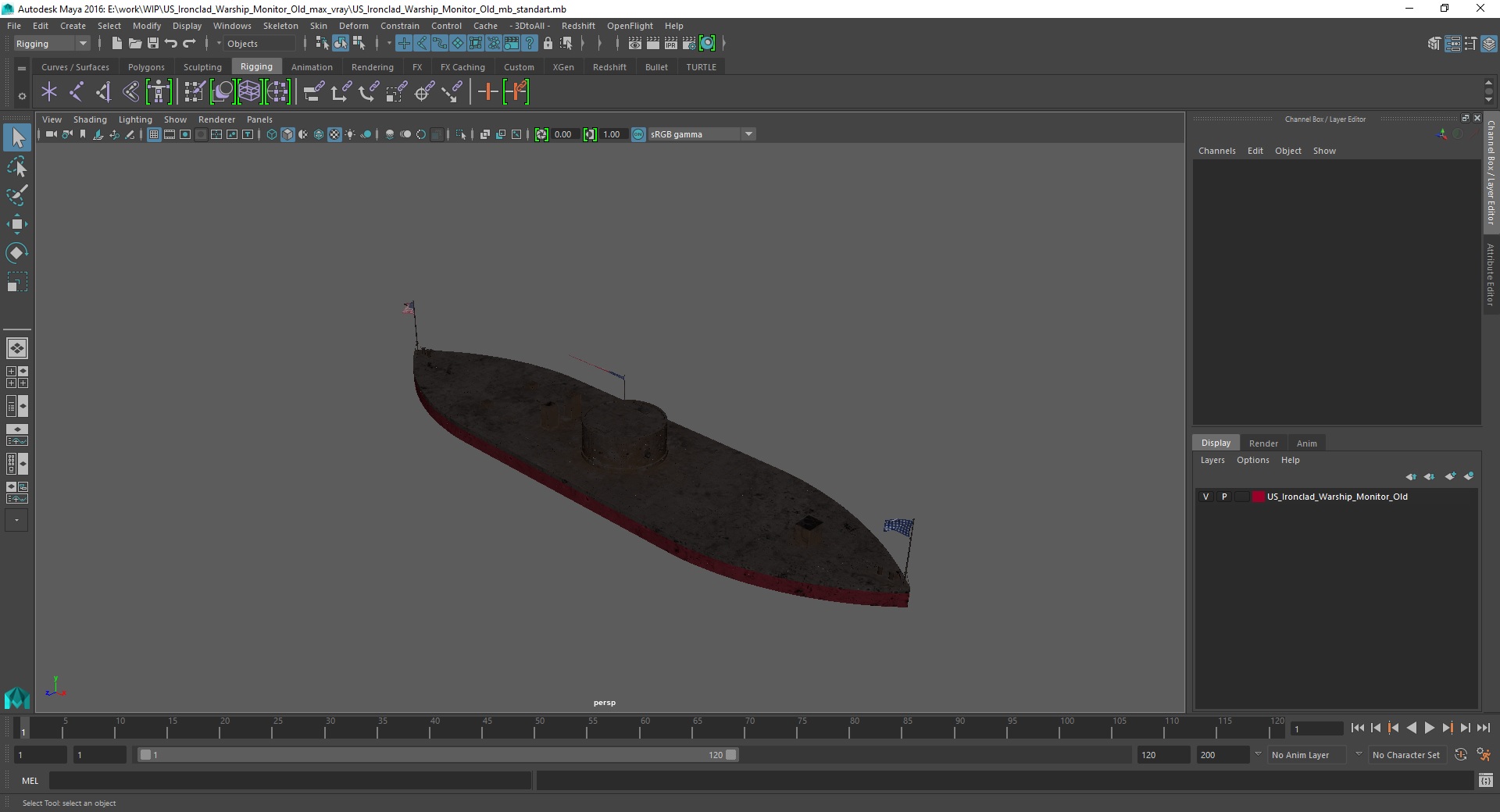 3D US Ironclad Warship Monitor Old