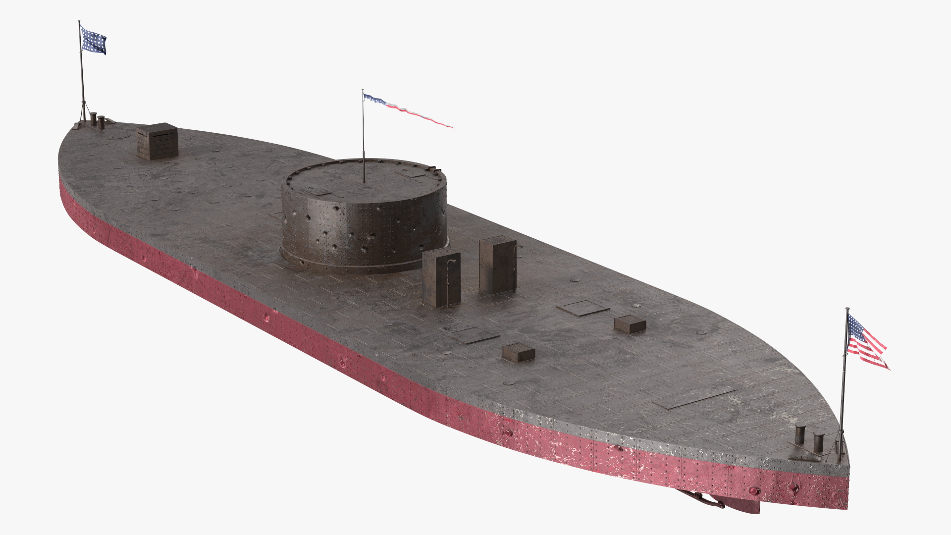 3D US Ironclad Warship Monitor Old