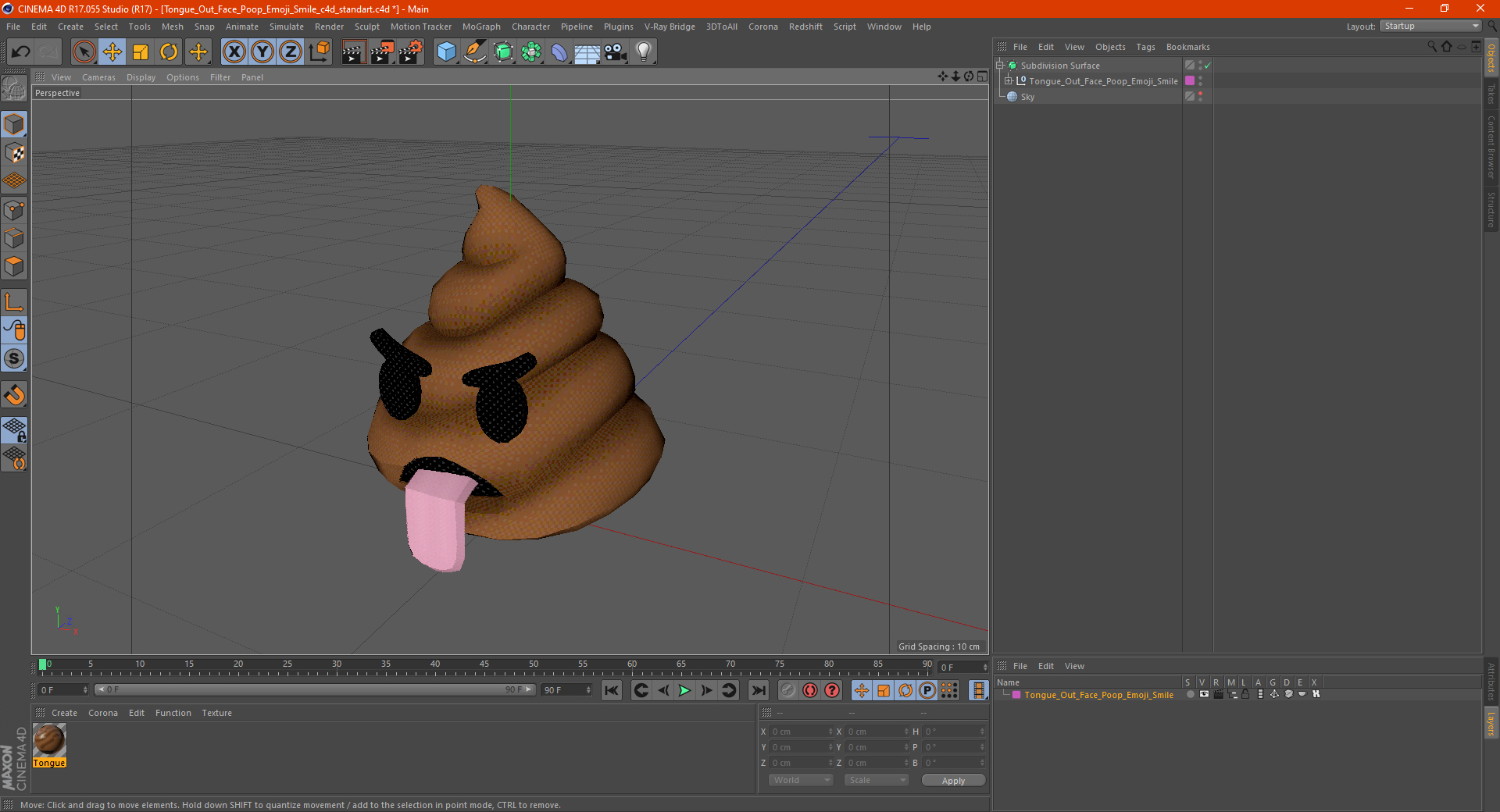 Tongue Out Face Poop Emoji Smile 3D