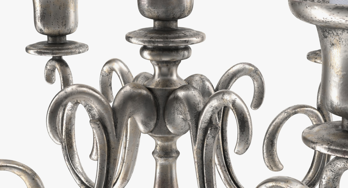 3D Silver Candlestick with Candles