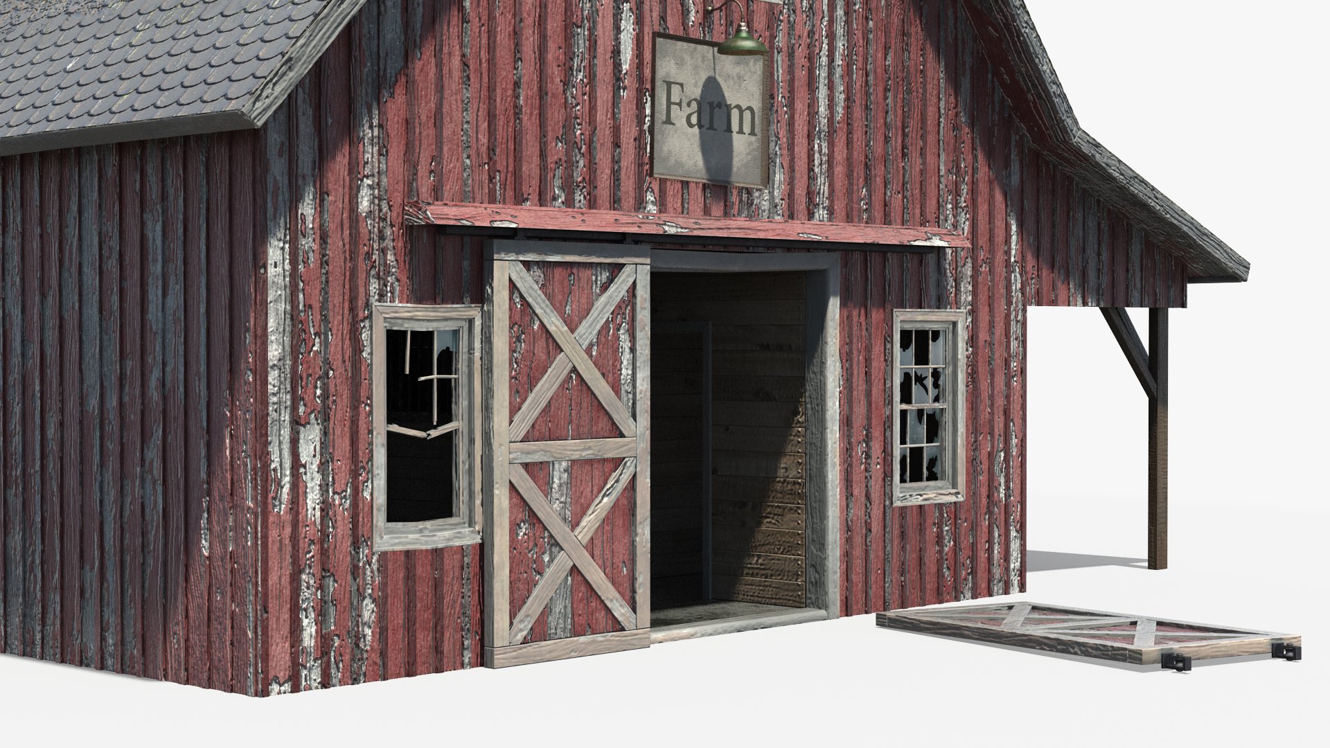 3D model Old Abandoned Wooden Barn