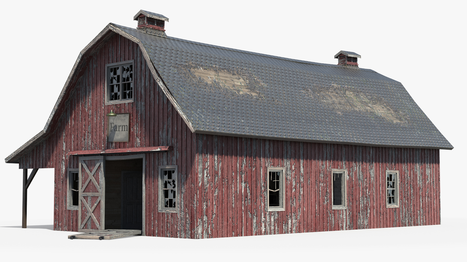 3D model Old Abandoned Wooden Barn