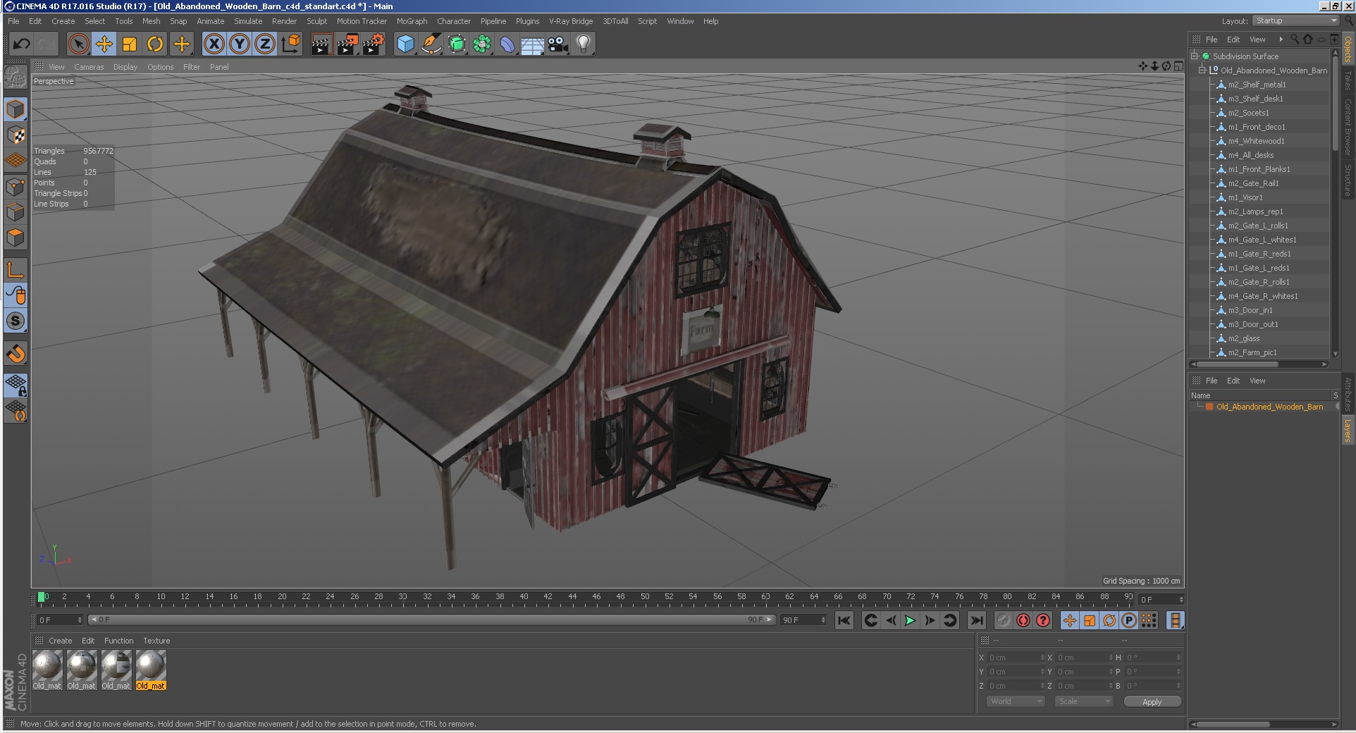 3D model Old Abandoned Wooden Barn