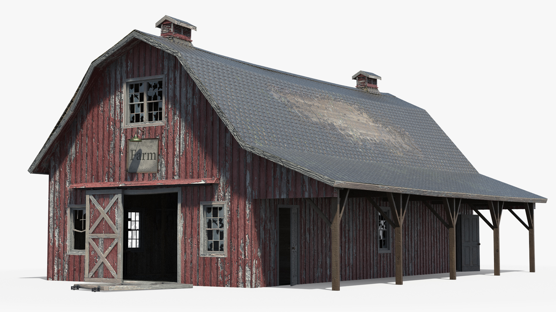 3D model Old Abandoned Wooden Barn