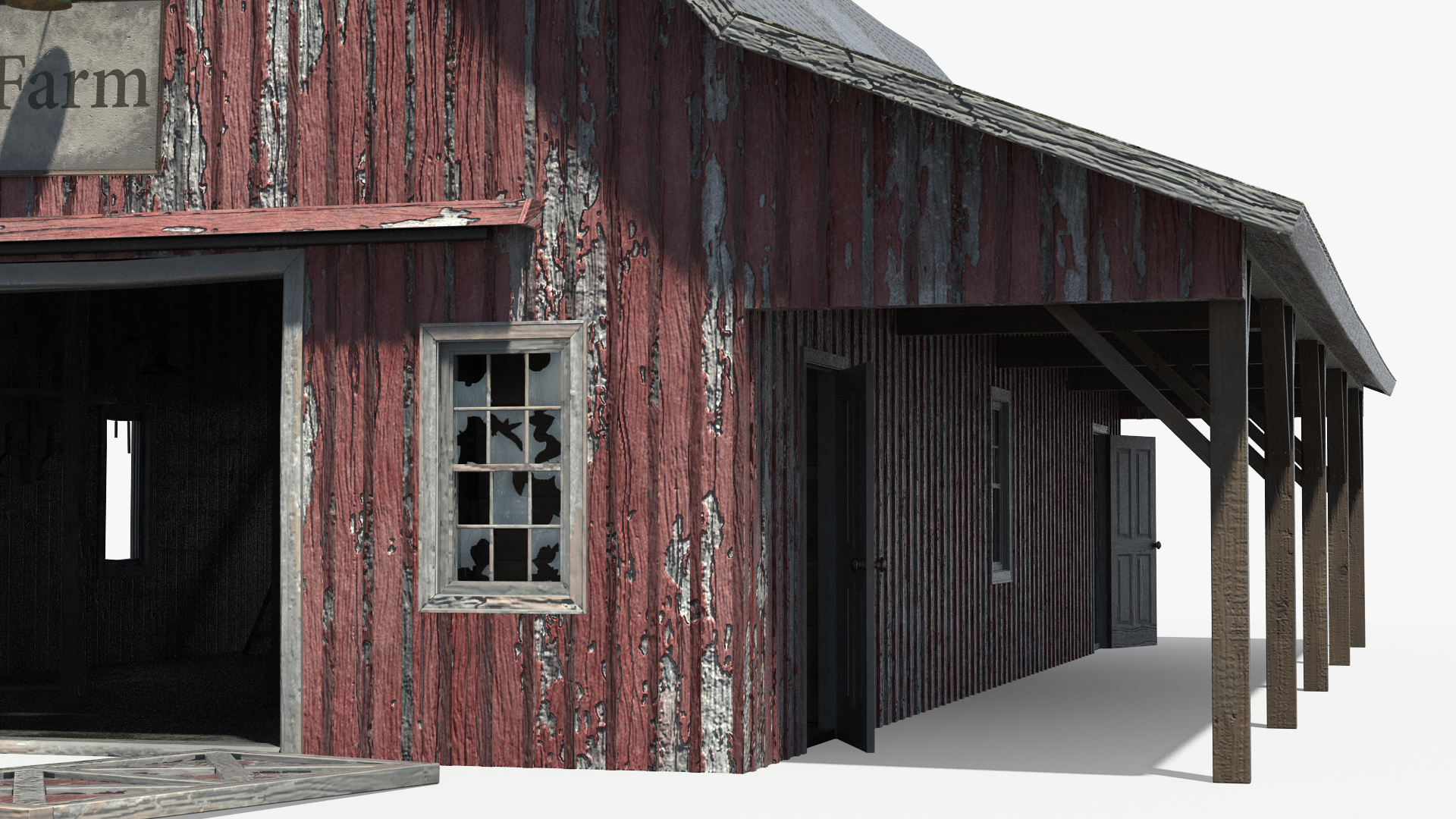 3D model Old Abandoned Wooden Barn