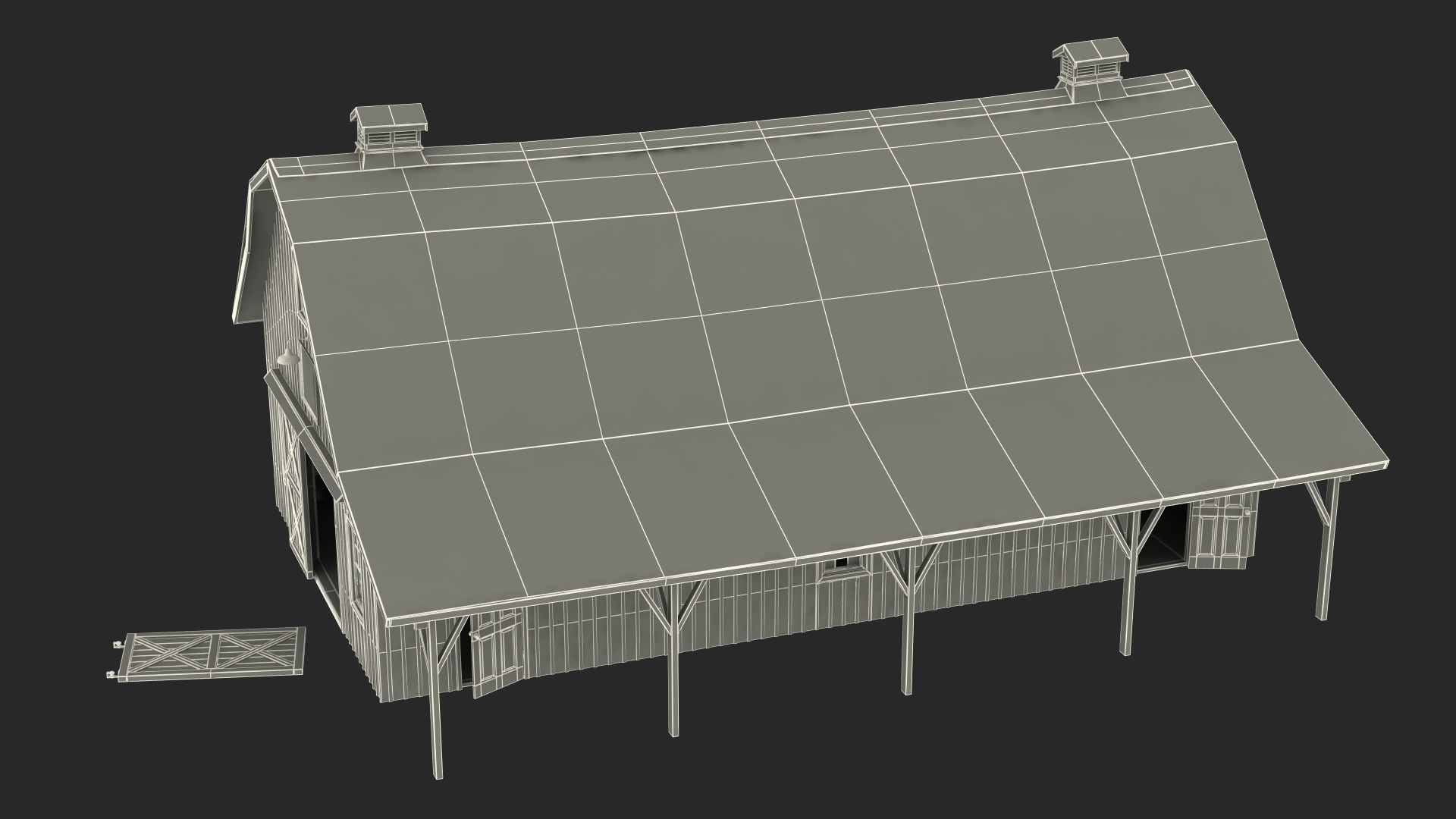 3D model Old Abandoned Wooden Barn