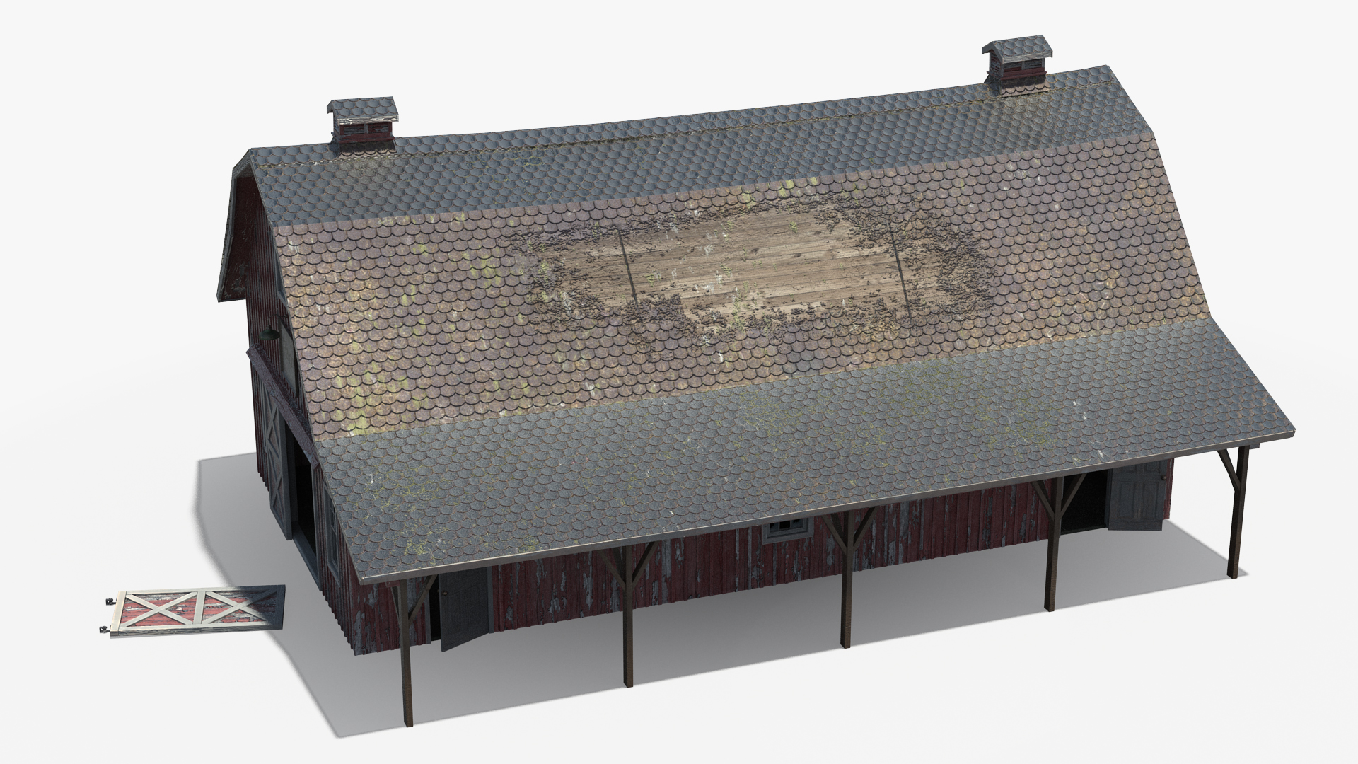 3D model Old Abandoned Wooden Barn