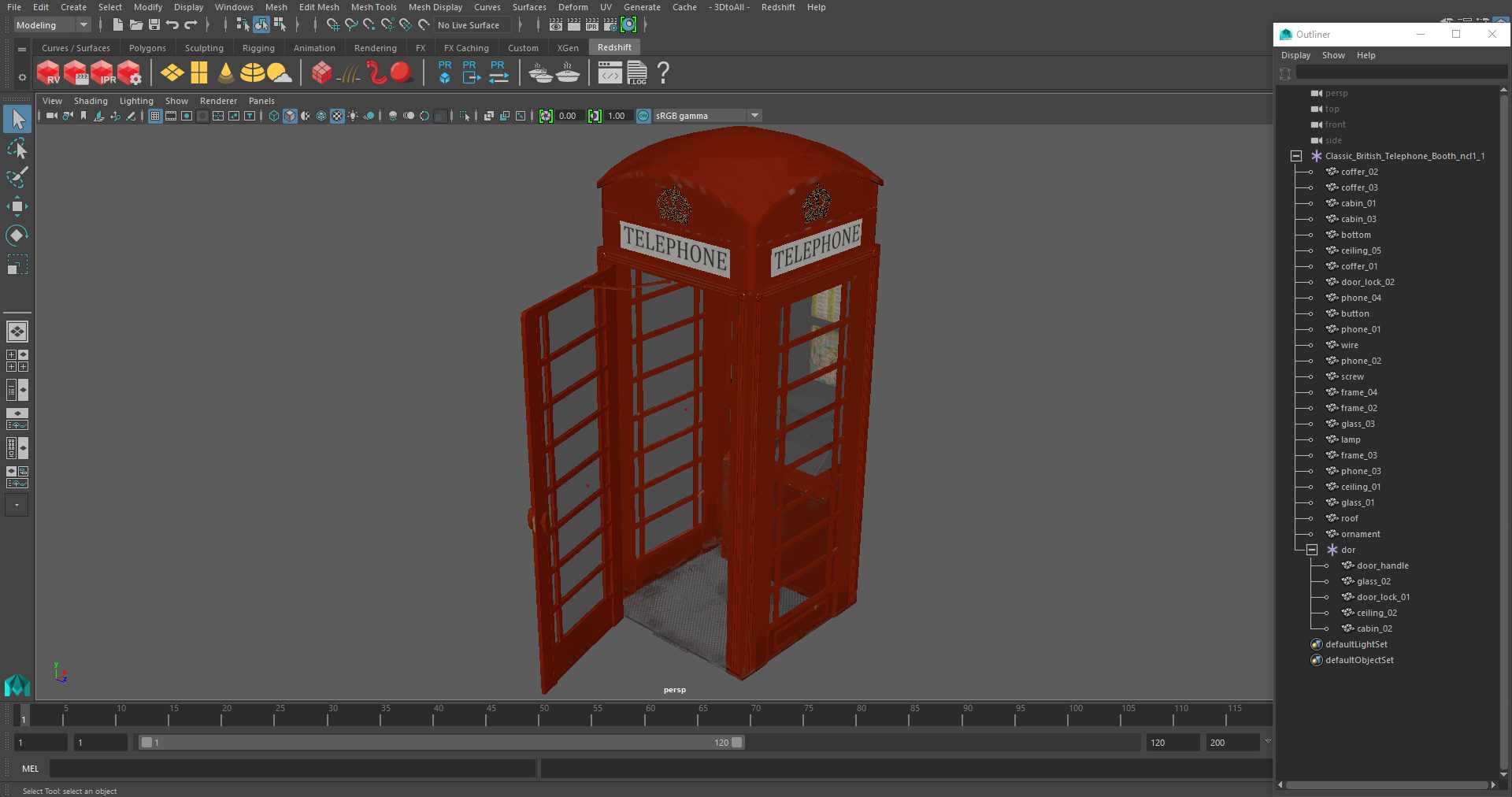 3D Classic British Telephone Booth