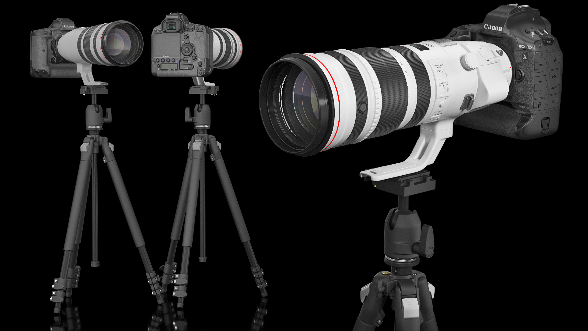 3D Canon EF 200 400mm USM Extender on Tripod