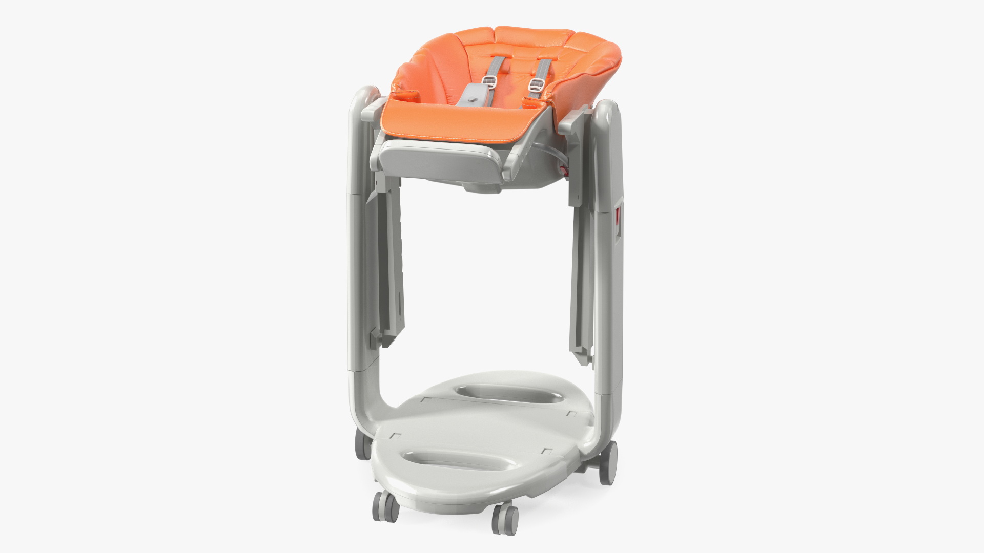 3D Baby Folding High Chair Horizontal Orange Rigged model
