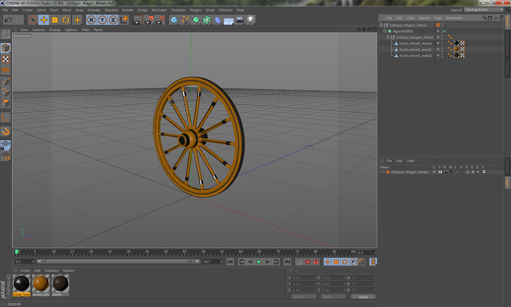 Antique Wagon Wheel 3D model