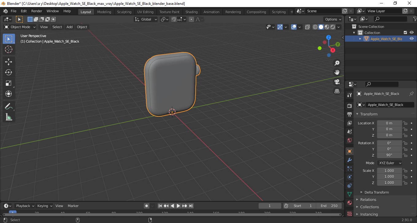 3D model Apple Watch SE Black