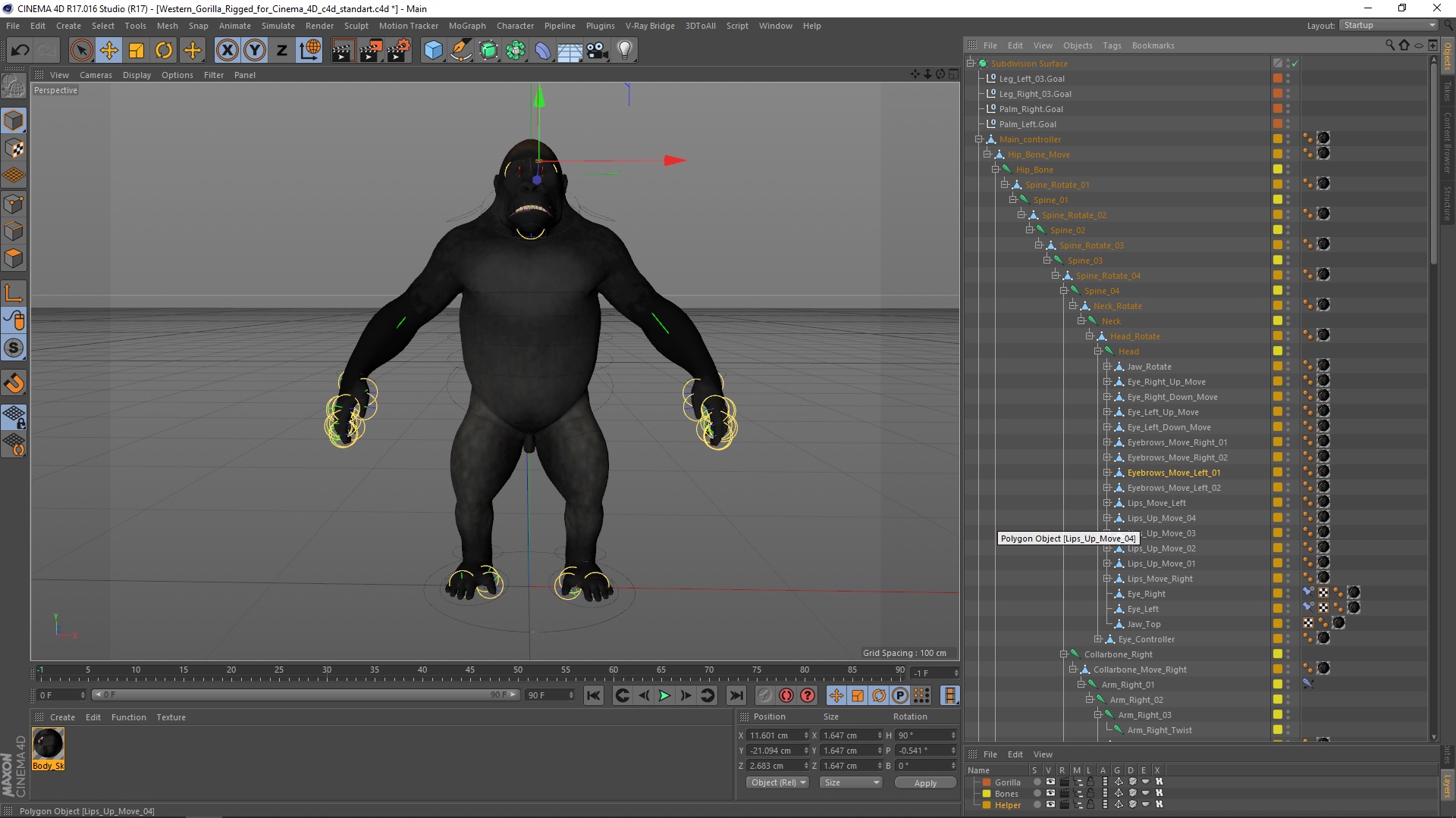 3D Western Gorilla Rigged for Cinema 4D