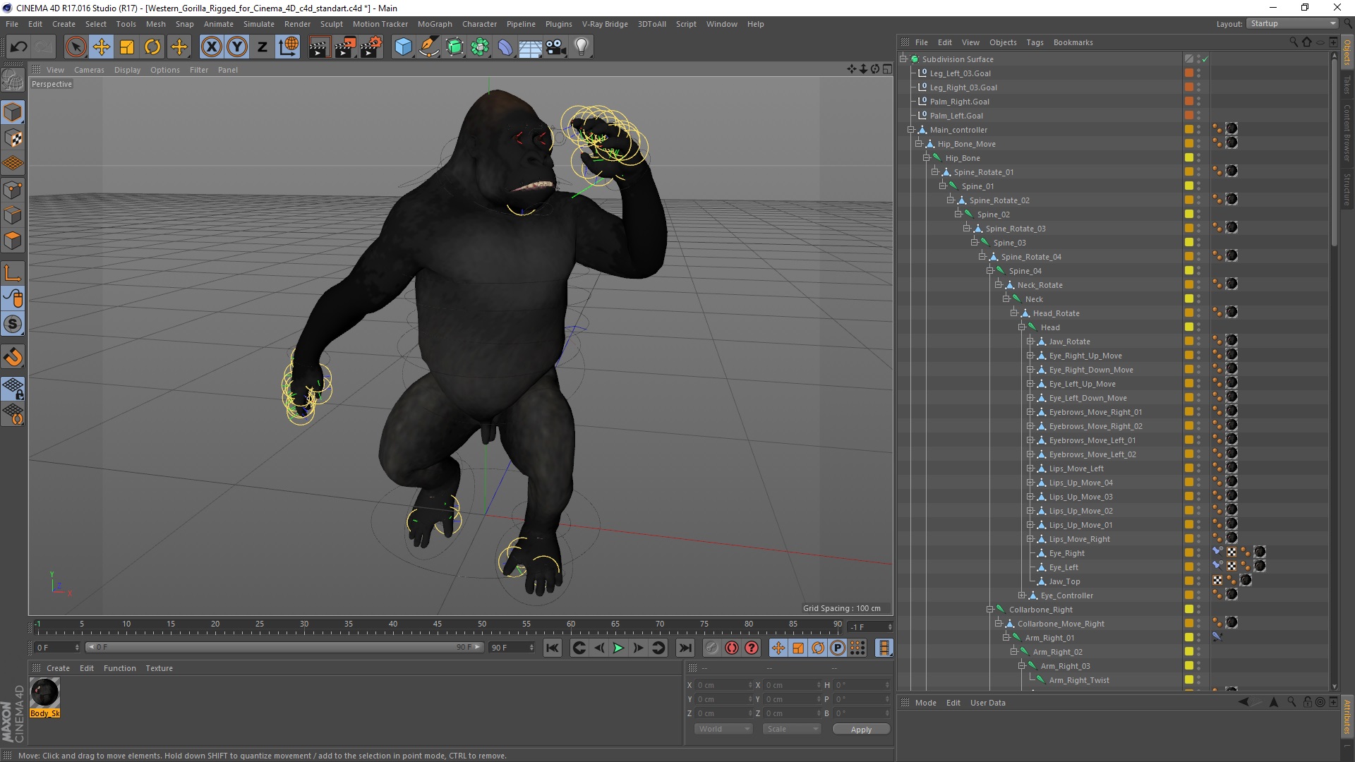 3D Western Gorilla Rigged for Cinema 4D