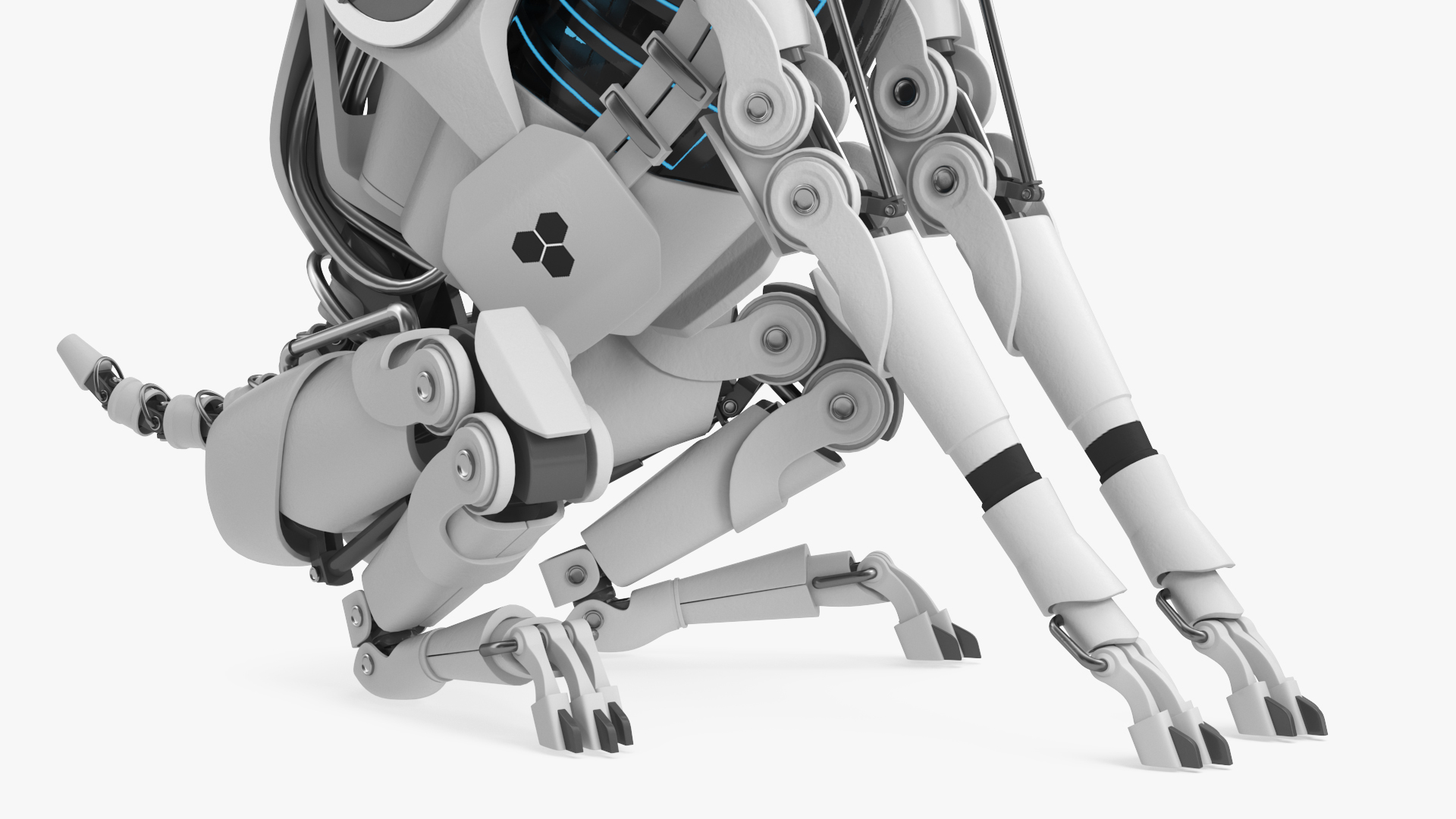 3D Sitting Futuristic Robotic Dog White