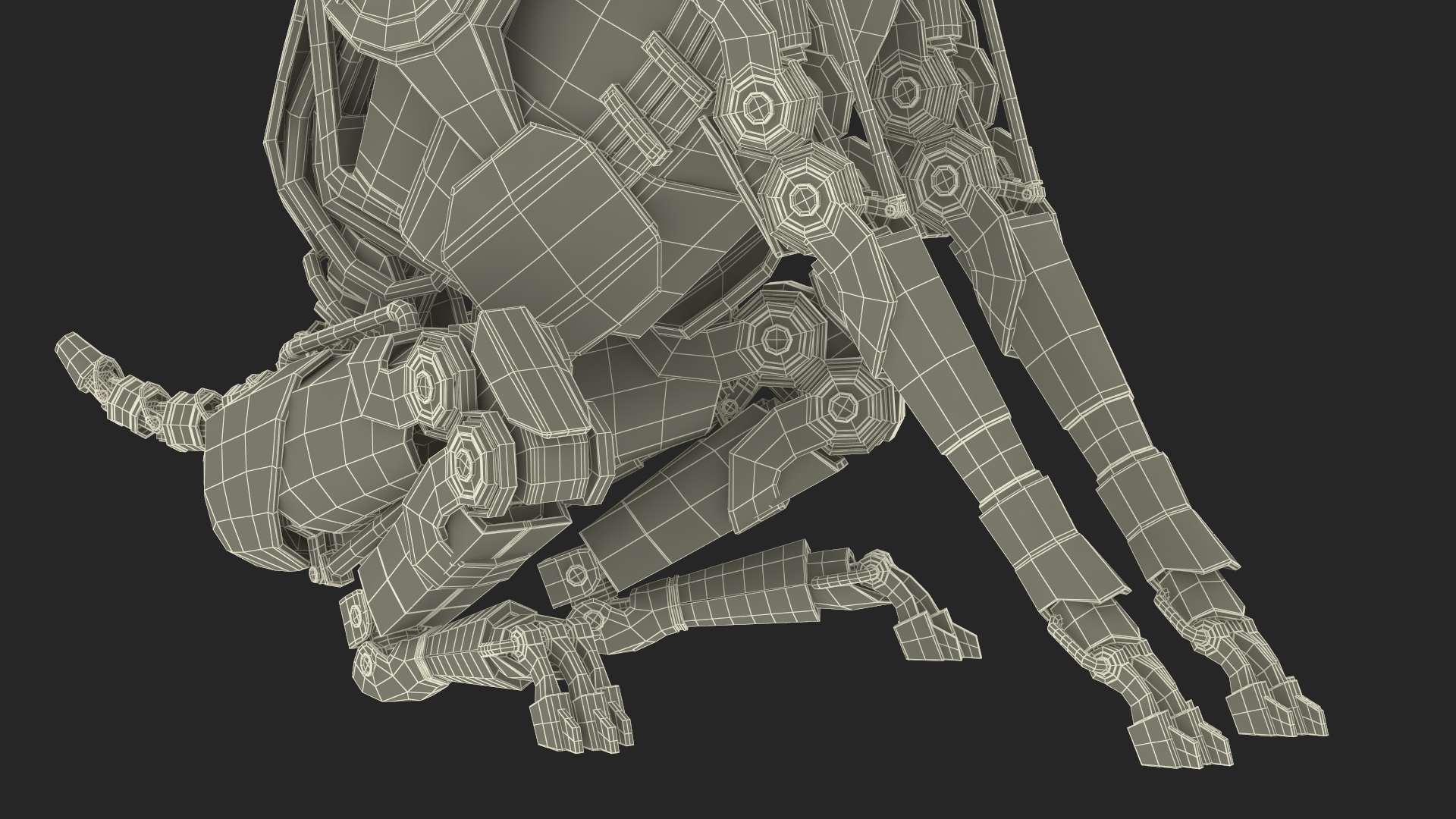 3D Sitting Futuristic Robotic Dog White