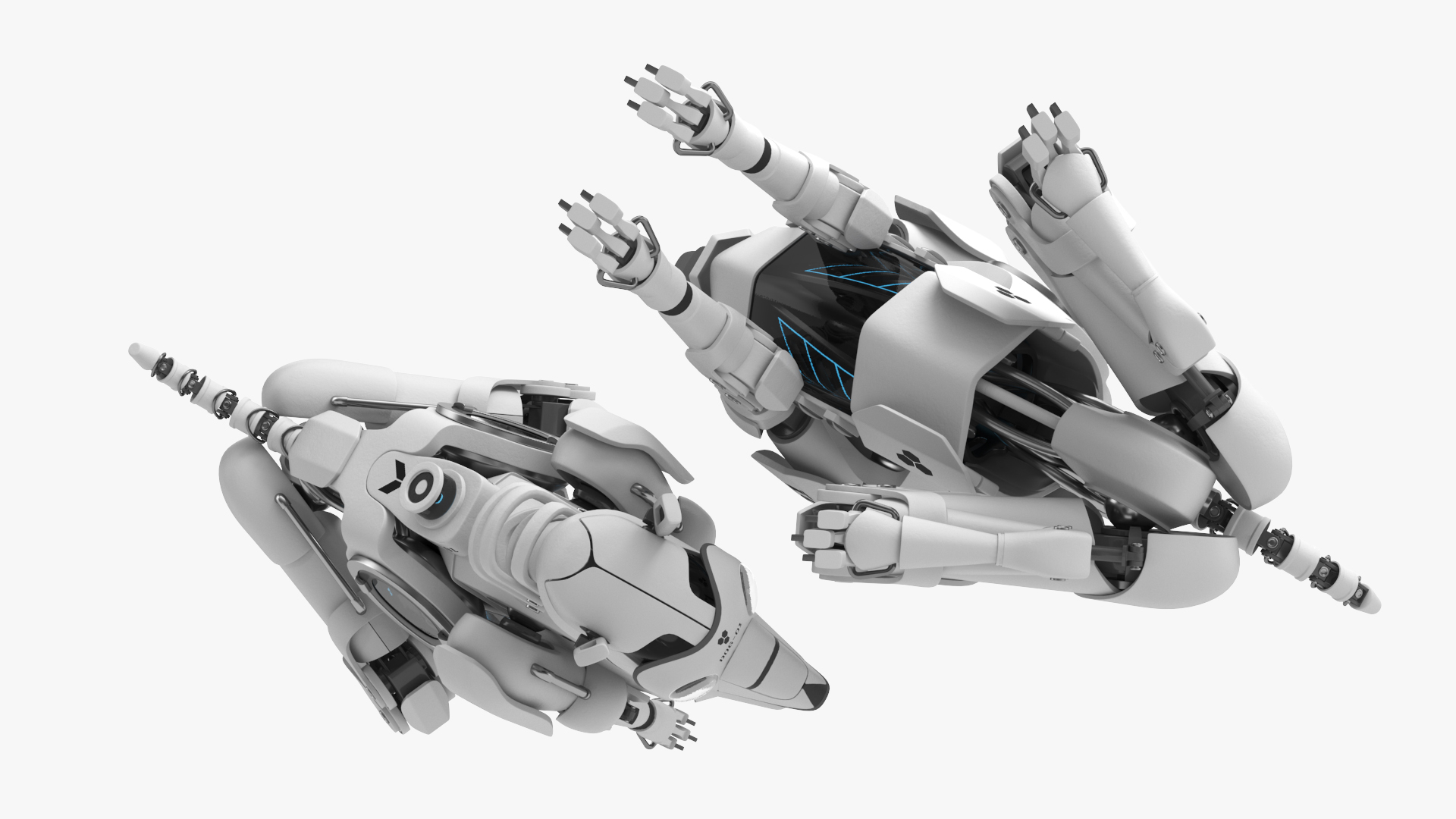 3D Sitting Futuristic Robotic Dog White