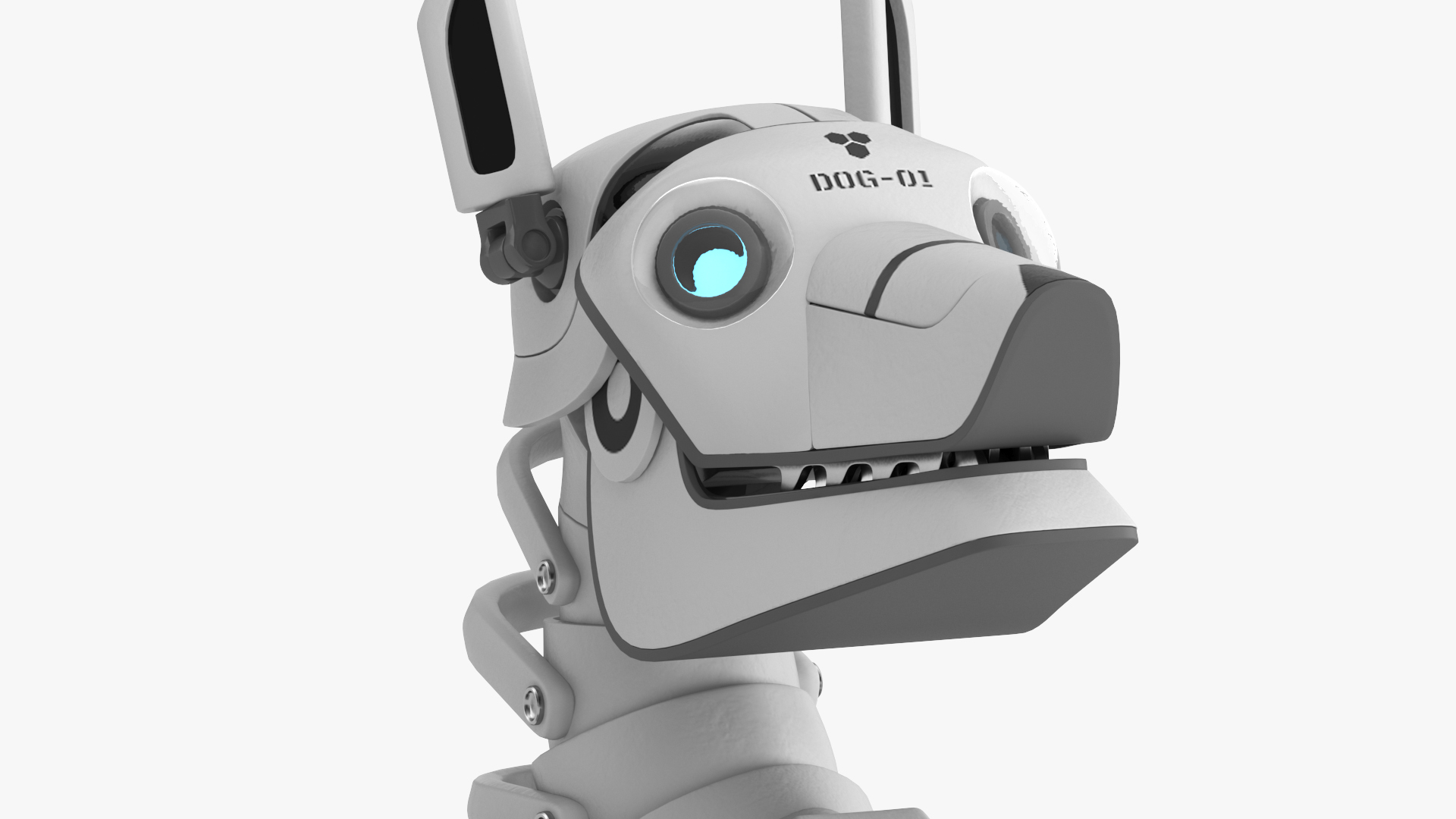 3D Sitting Futuristic Robotic Dog White