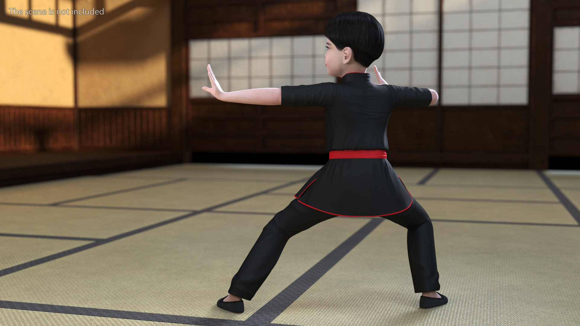 Asian Child Boy in Kimono Rigged 3D