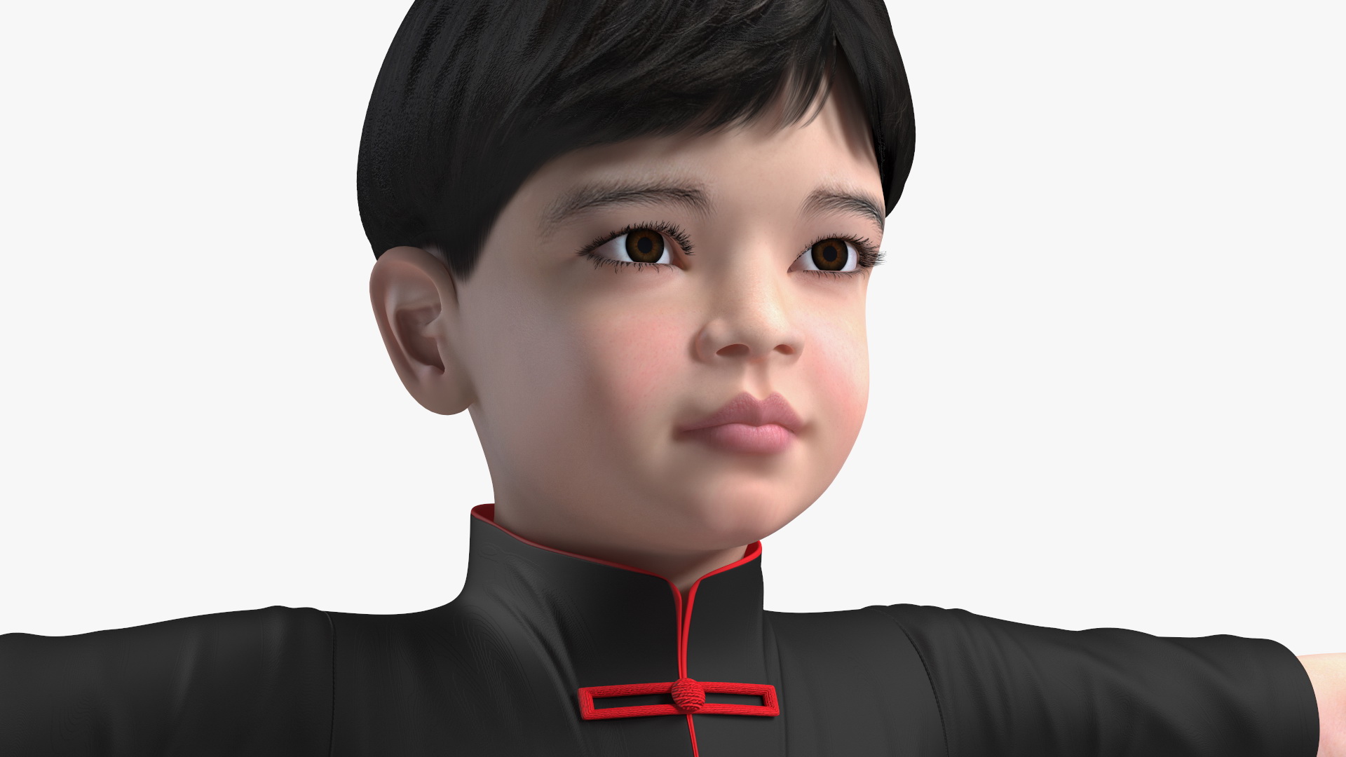Asian Child Boy in Kimono Rigged 3D