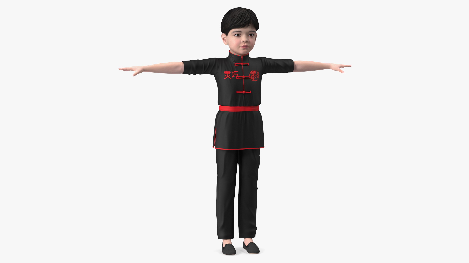 Asian Child Boy in Kimono Rigged 3D